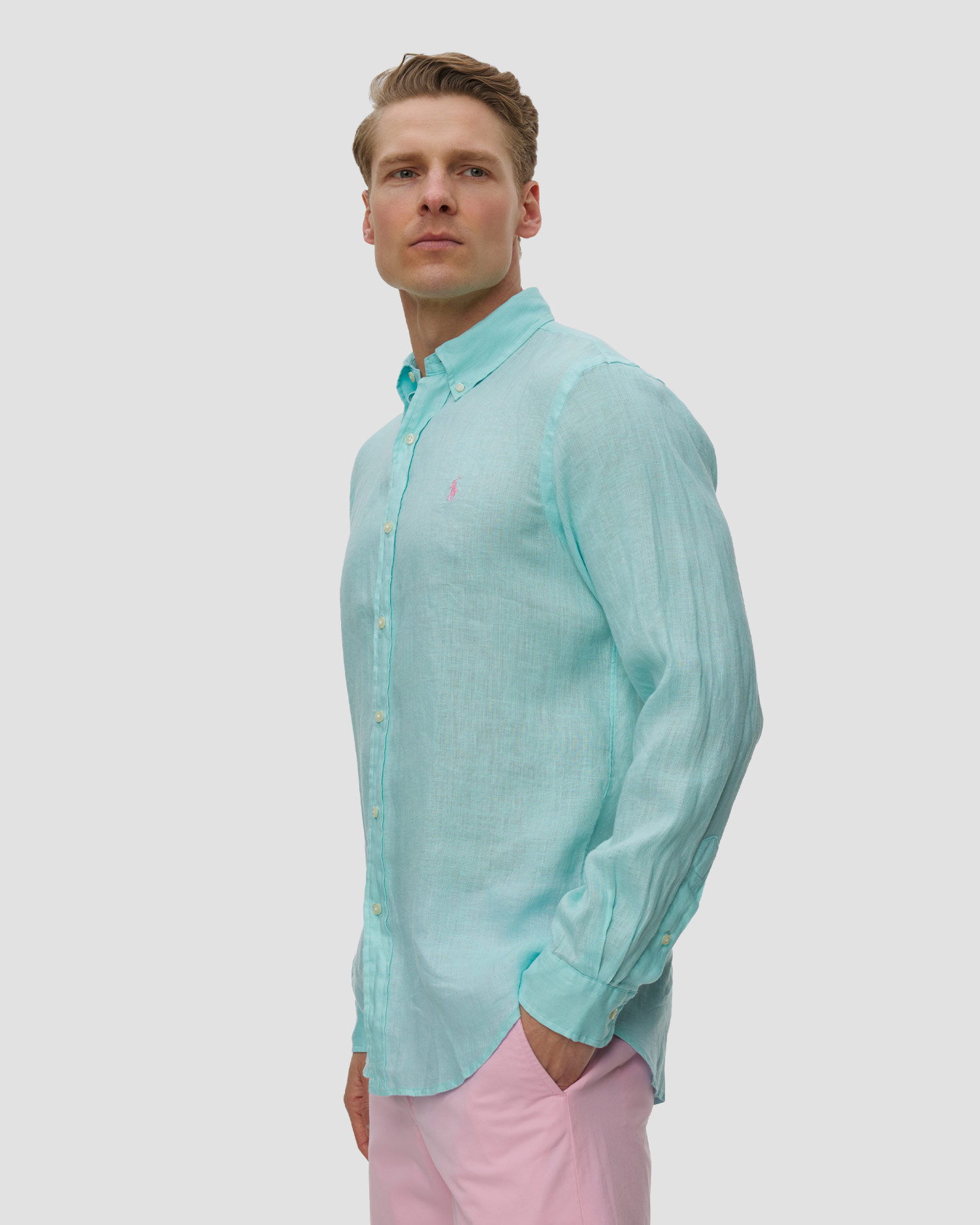 Chemise en lin bleue pour hommea Polo Ralph Lauren