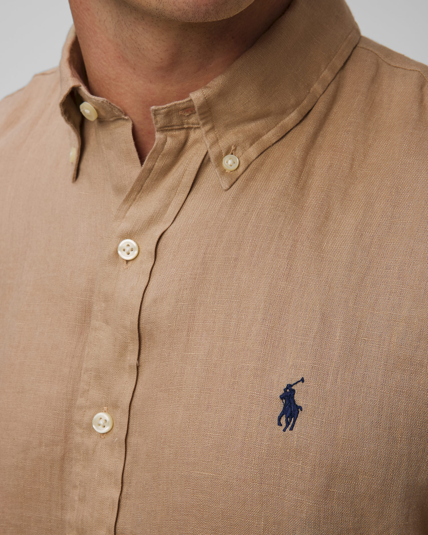 Camicia beige in lino da uomo Polo Ralph Lauren