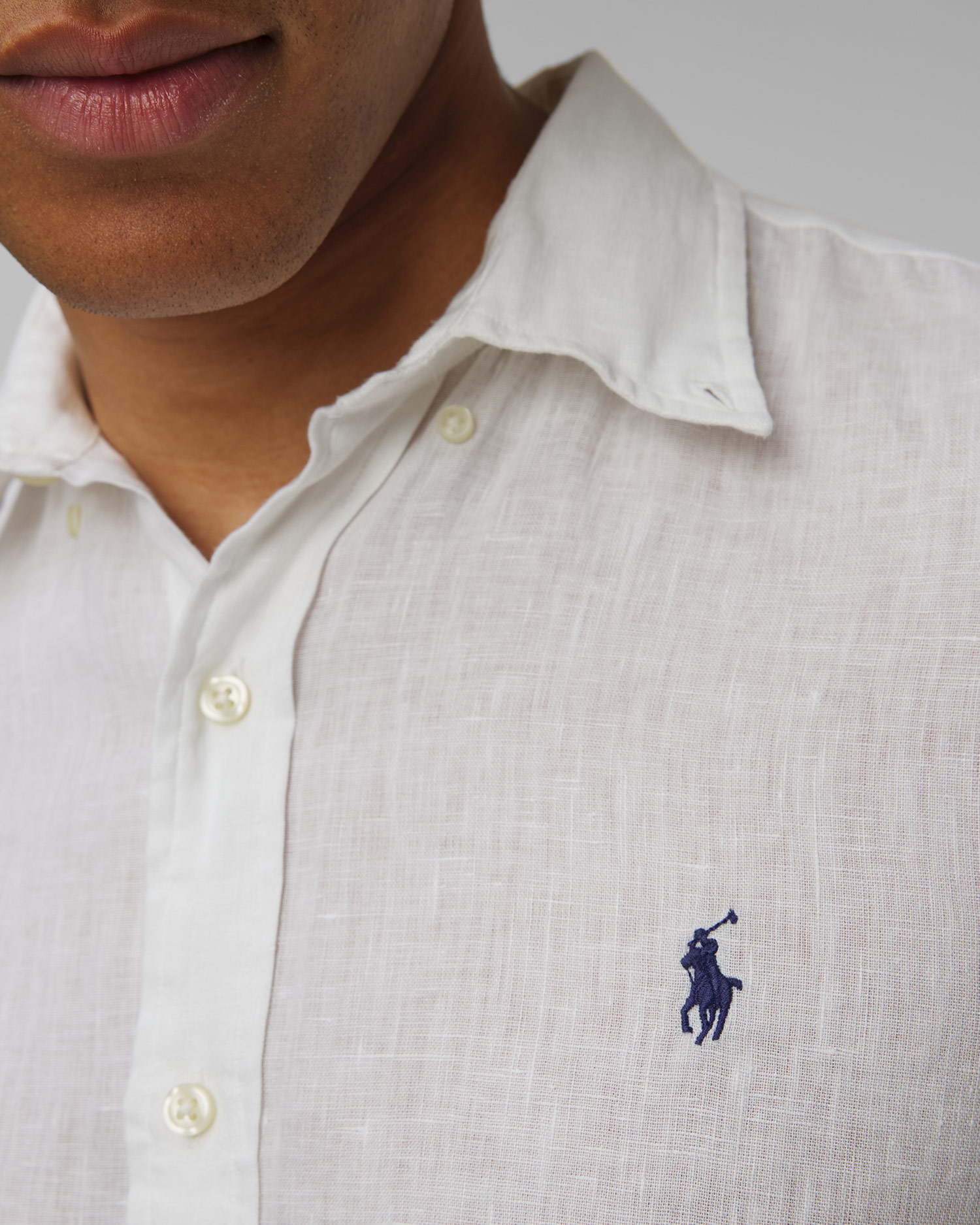 Camicia bianca in lino da uomo Polo Ralph Lauren