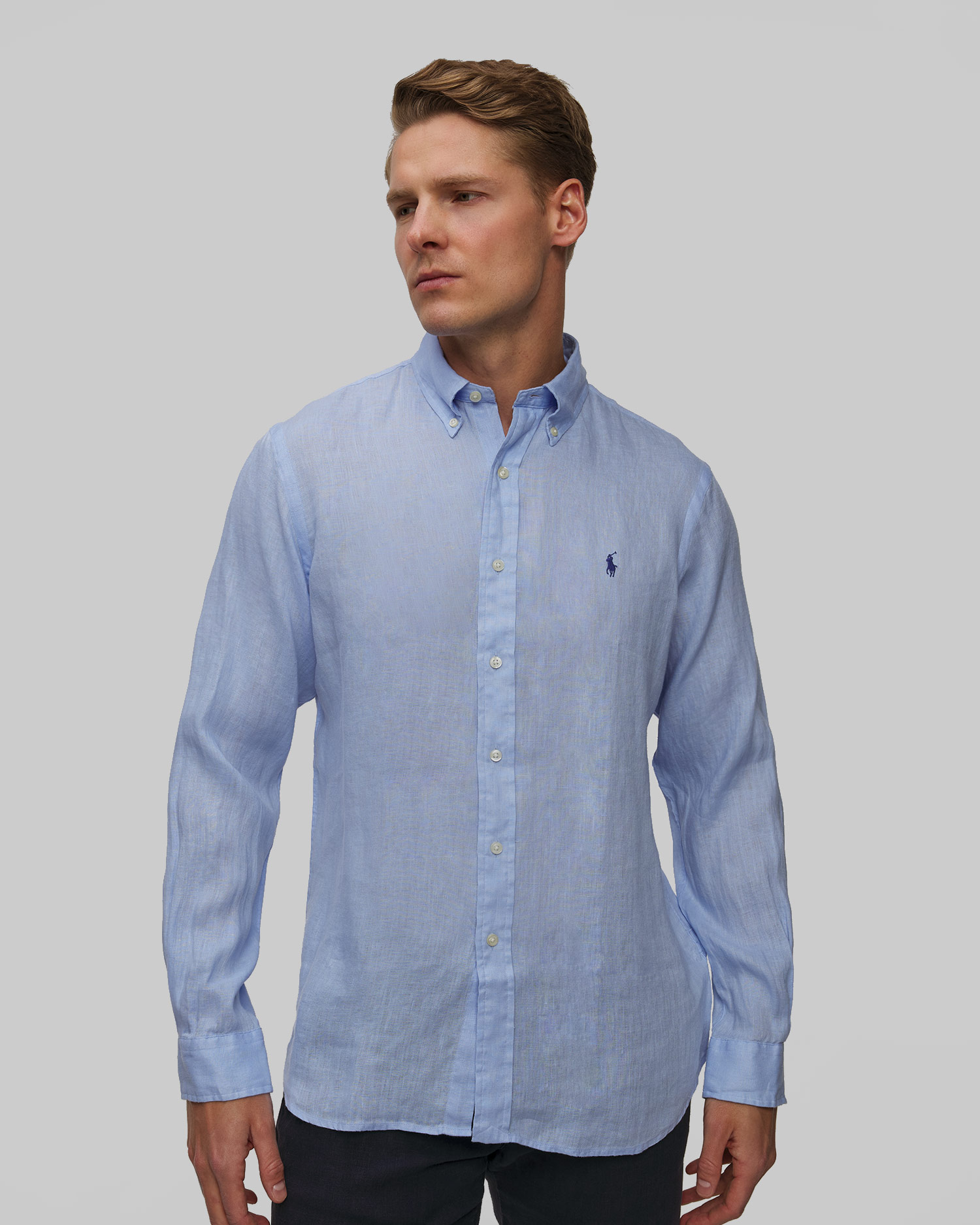 Pánská modrá lněná košile Polo Ralph Lauren