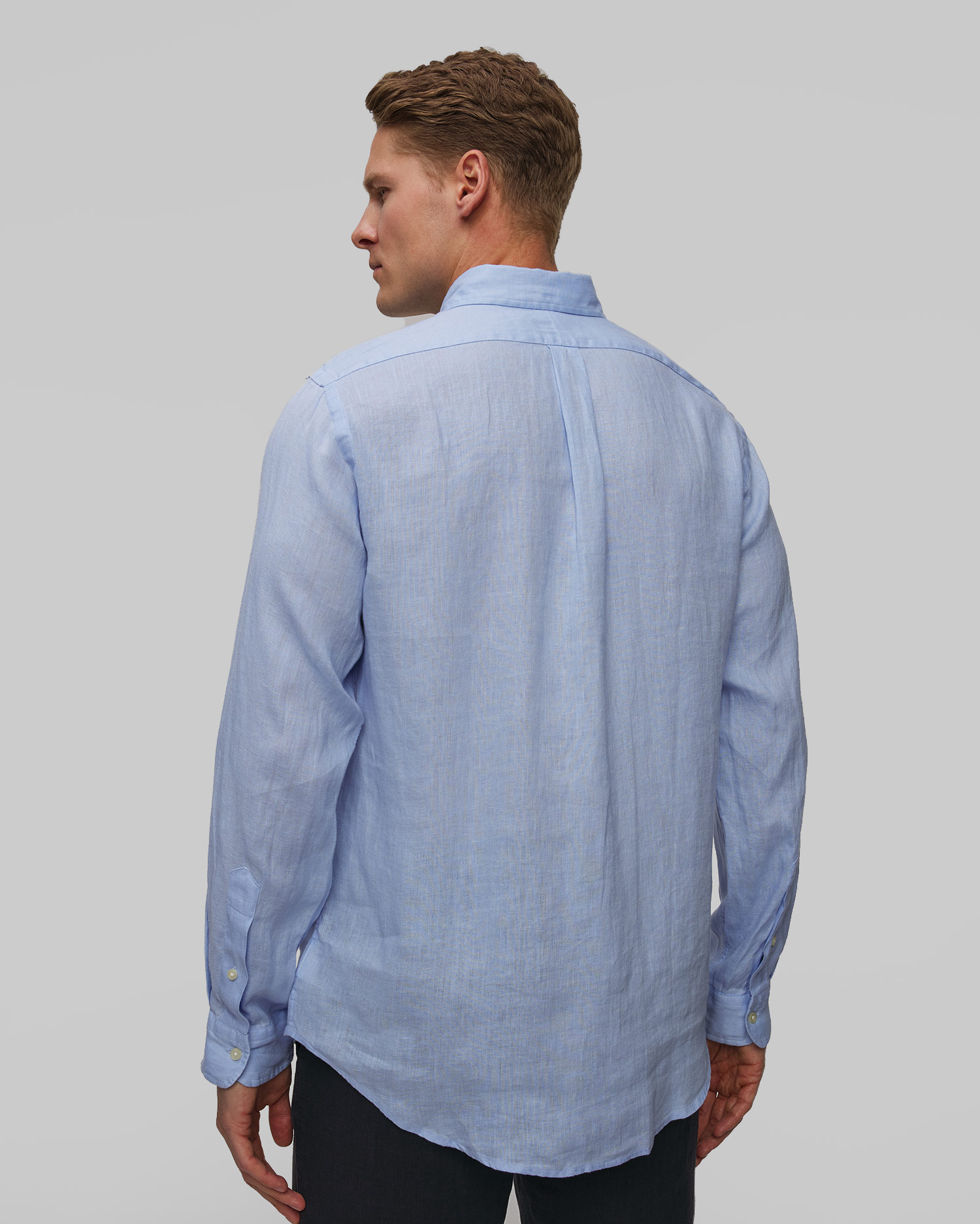Camicia blu in lino da uomo Polo Ralph Lauren