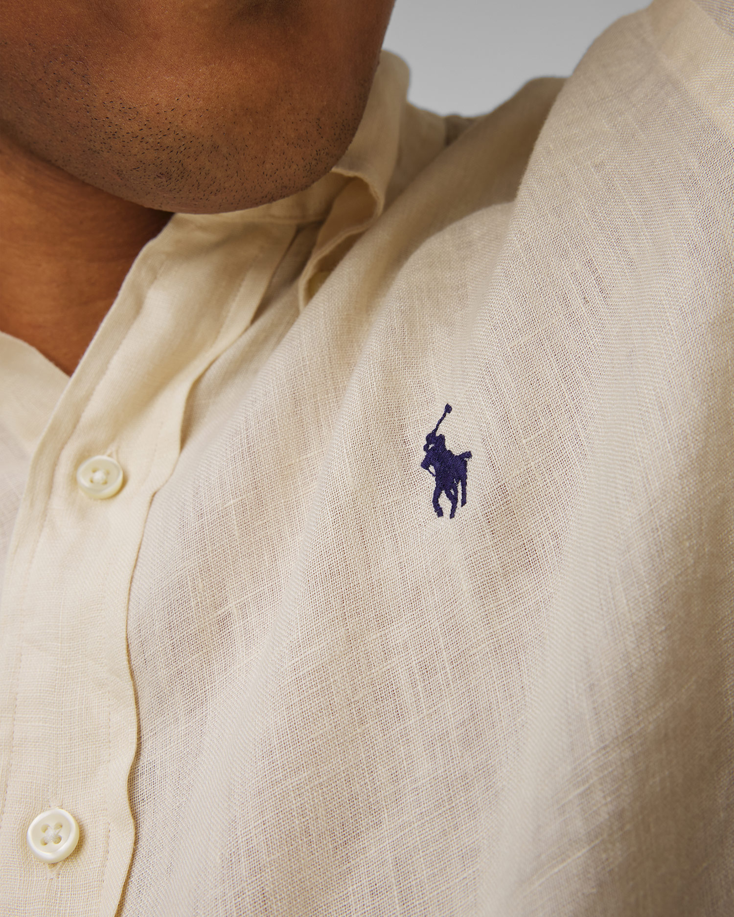 Pánska béžová ľanová košeľa Polo Ralph Lauren