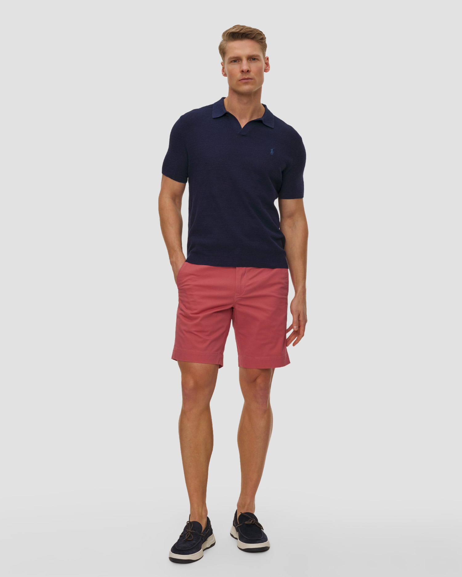 Granatowy sweter z dodatkiem lnu męski Polo Ralph Lauren