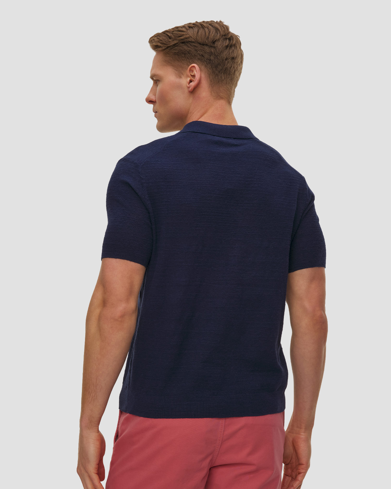 Granatowy sweter z dodatkiem lnu męski Polo Ralph Lauren