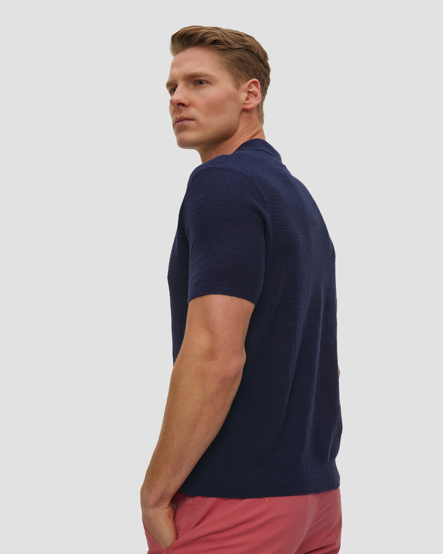 Granatowy sweter z dodatkiem lnu męski Polo Ralph Lauren