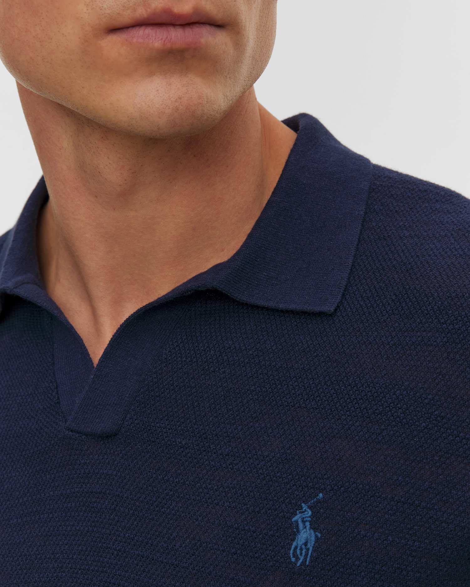 Granatowy sweter z dodatkiem lnu męski Polo Ralph Lauren