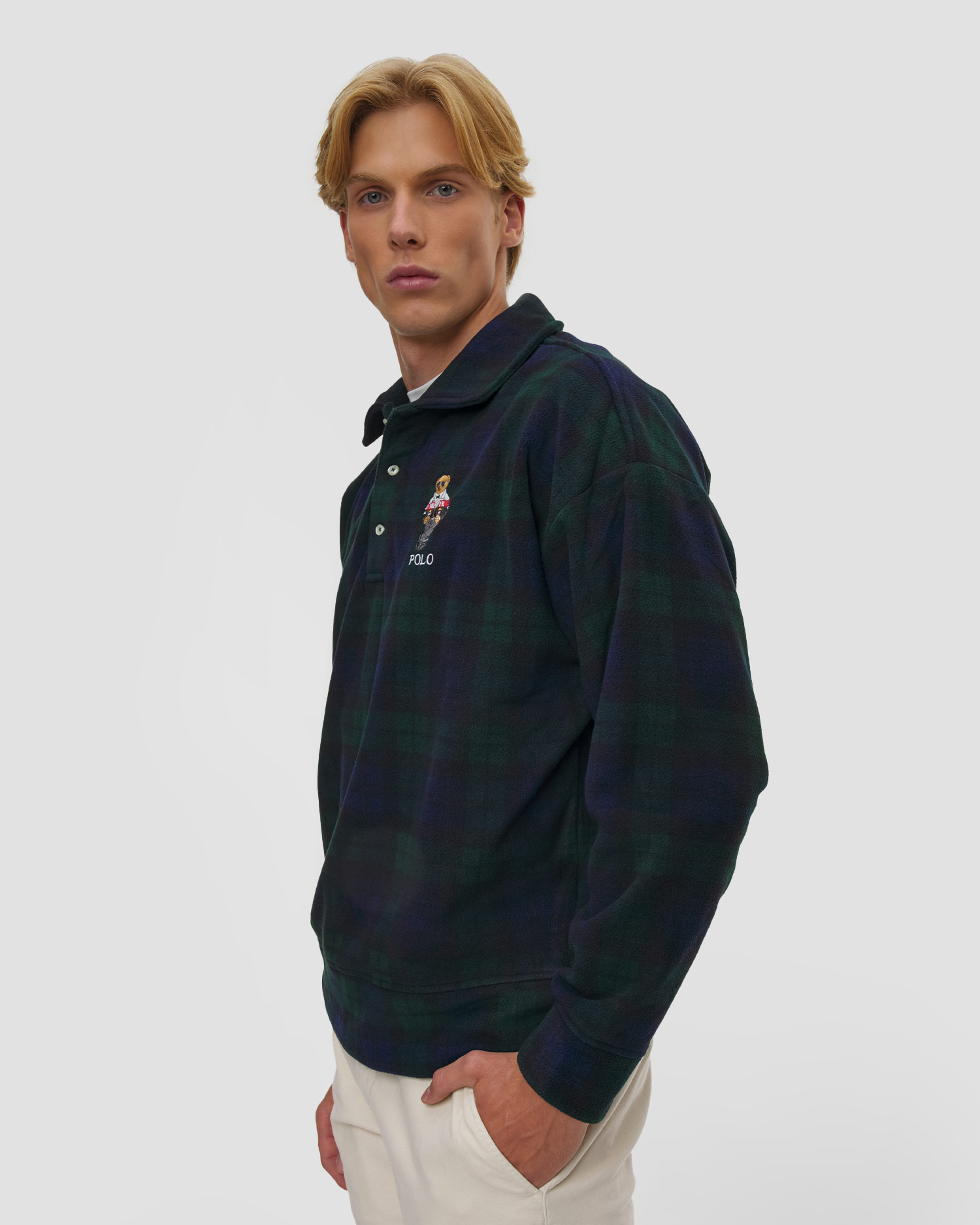 Felpa polo a quadri da uomo con motivo Polo Bear Polo Ralph Lauren