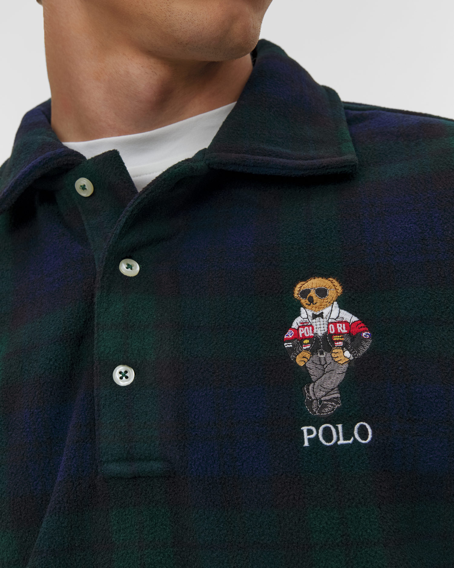 Felpa polo a quadri da uomo con motivo Polo Bear Polo Ralph Lauren