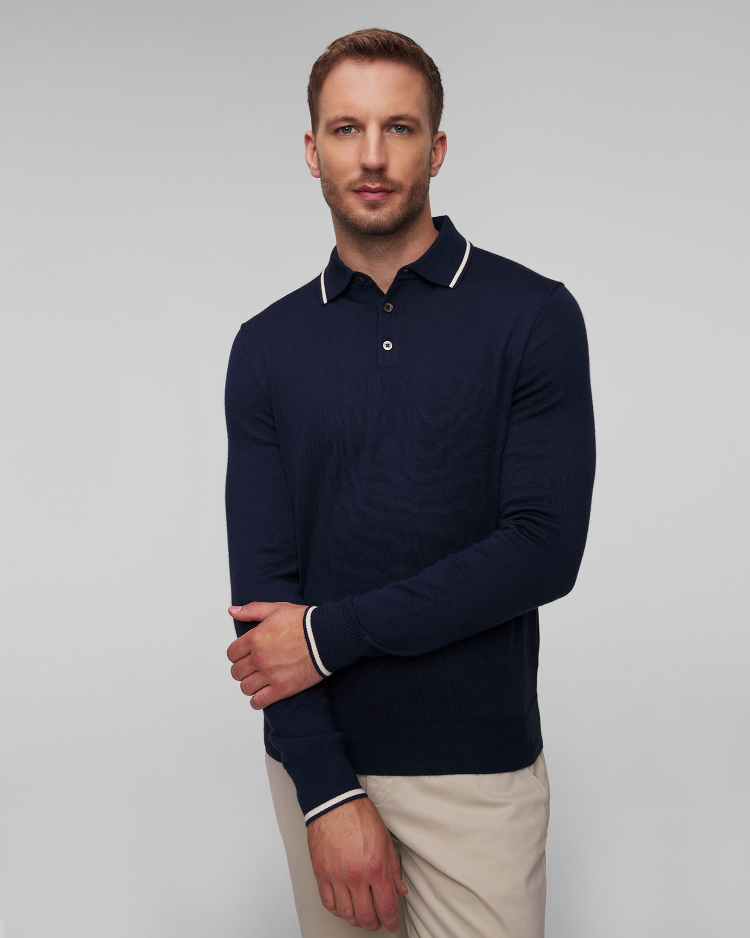 Granatowy sweter z wełną męski Ralph Lauren RLX Golf