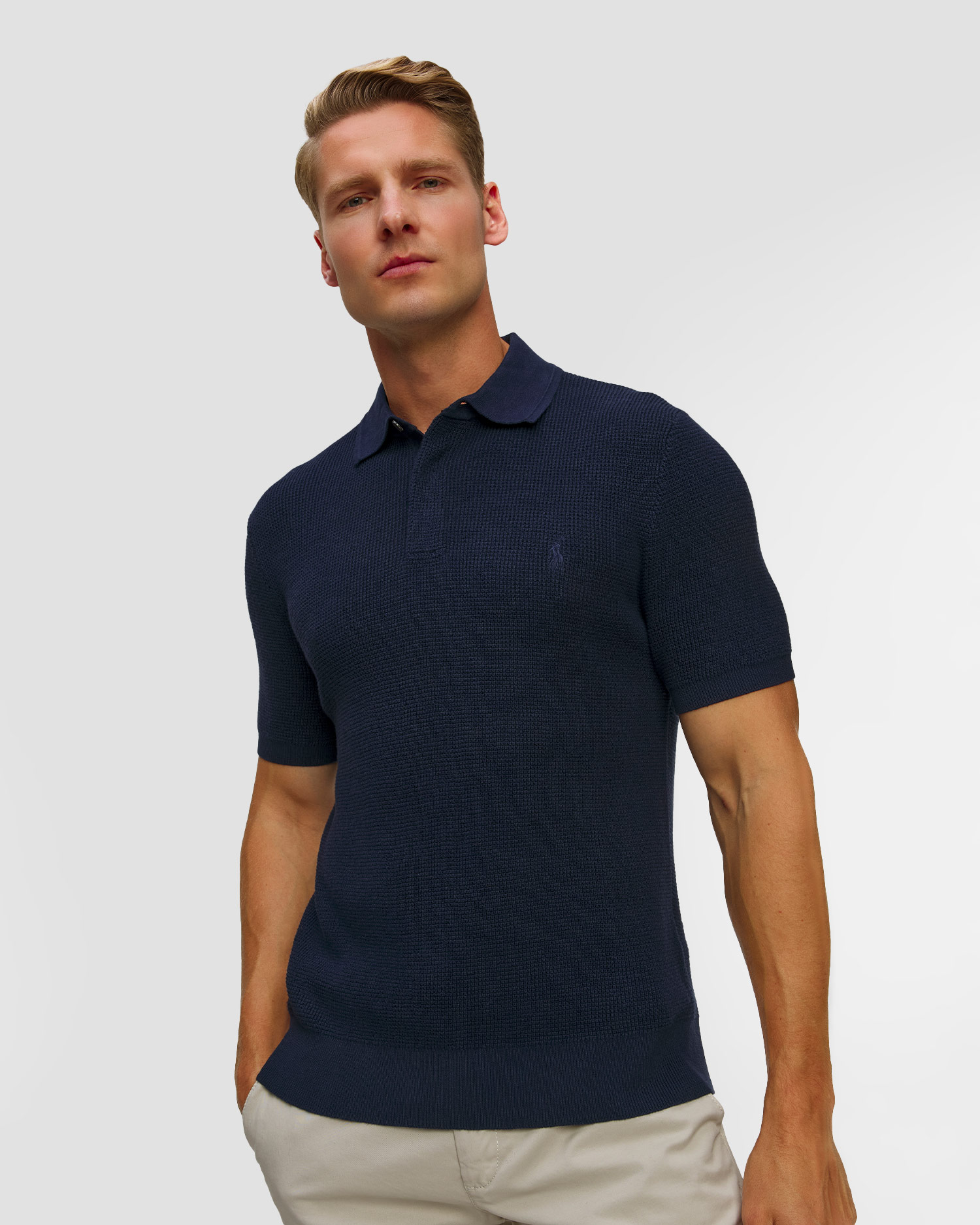 Polo bleumarin tricotat pentru bărbați Polo Ralph Lauren