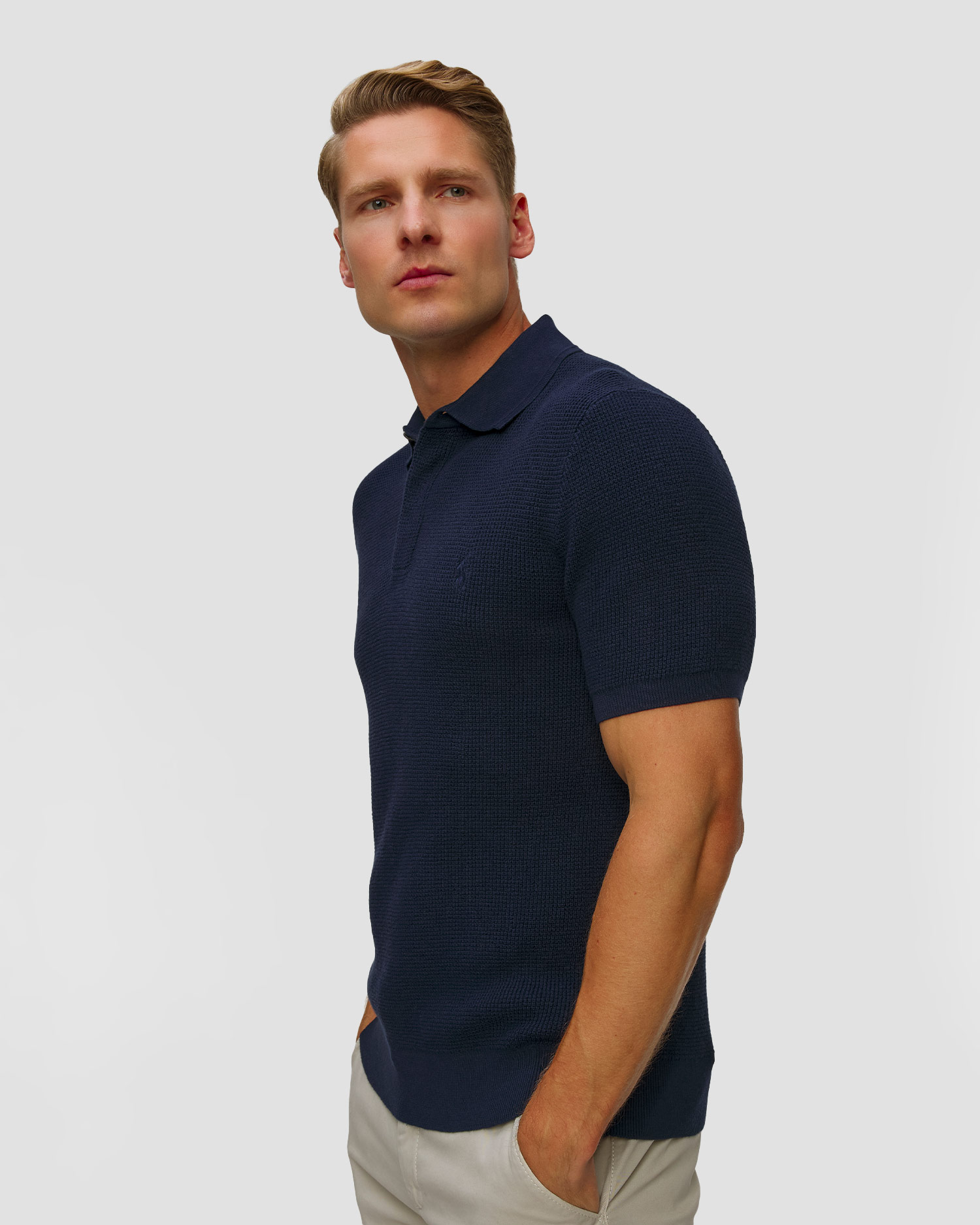 Polo bleumarin tricotat pentru bărbați Polo Ralph Lauren