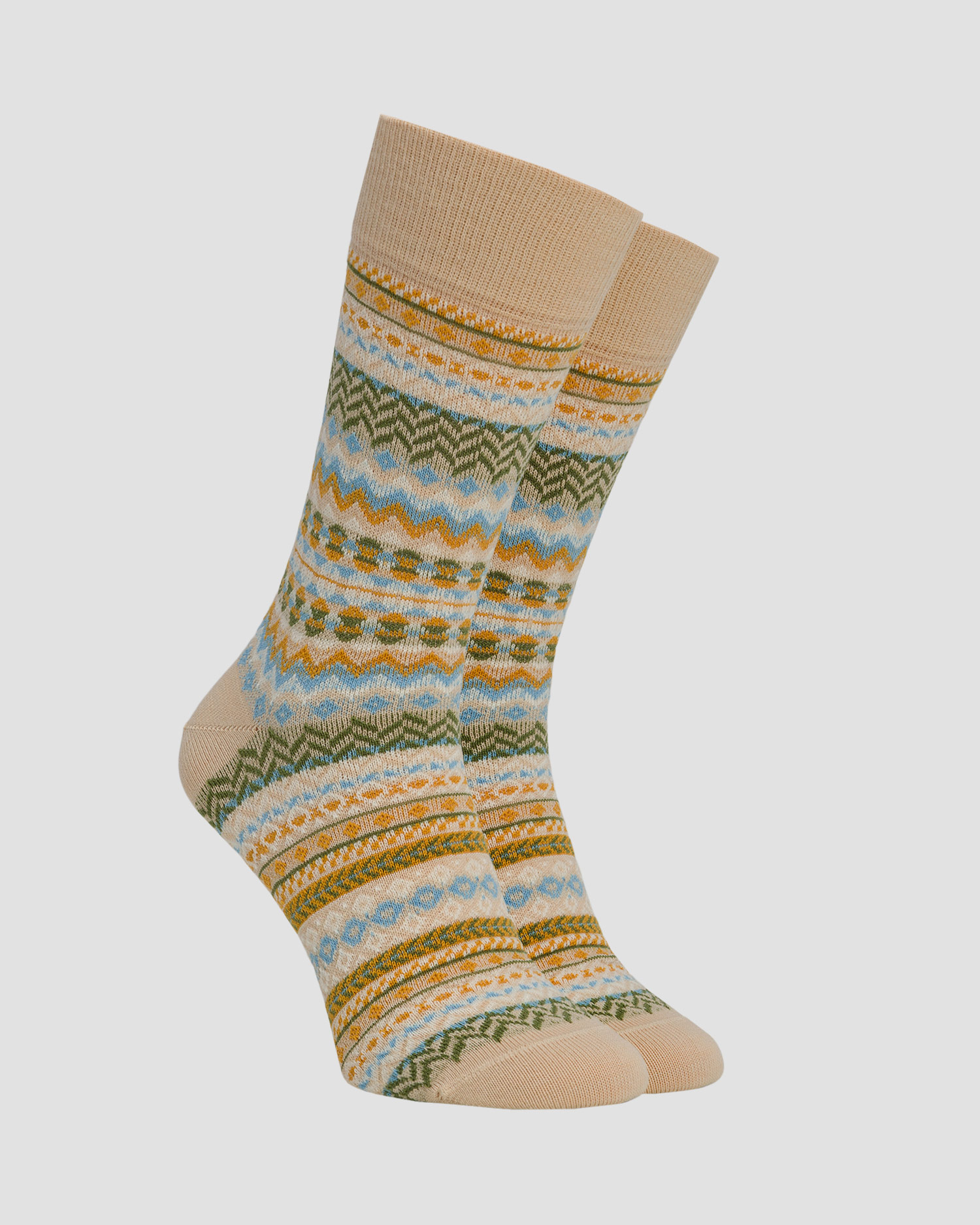 Calzini in lana da uomo Burlington Fair Isle, Colore/Disegno: Multikolor,Print,Żółty
