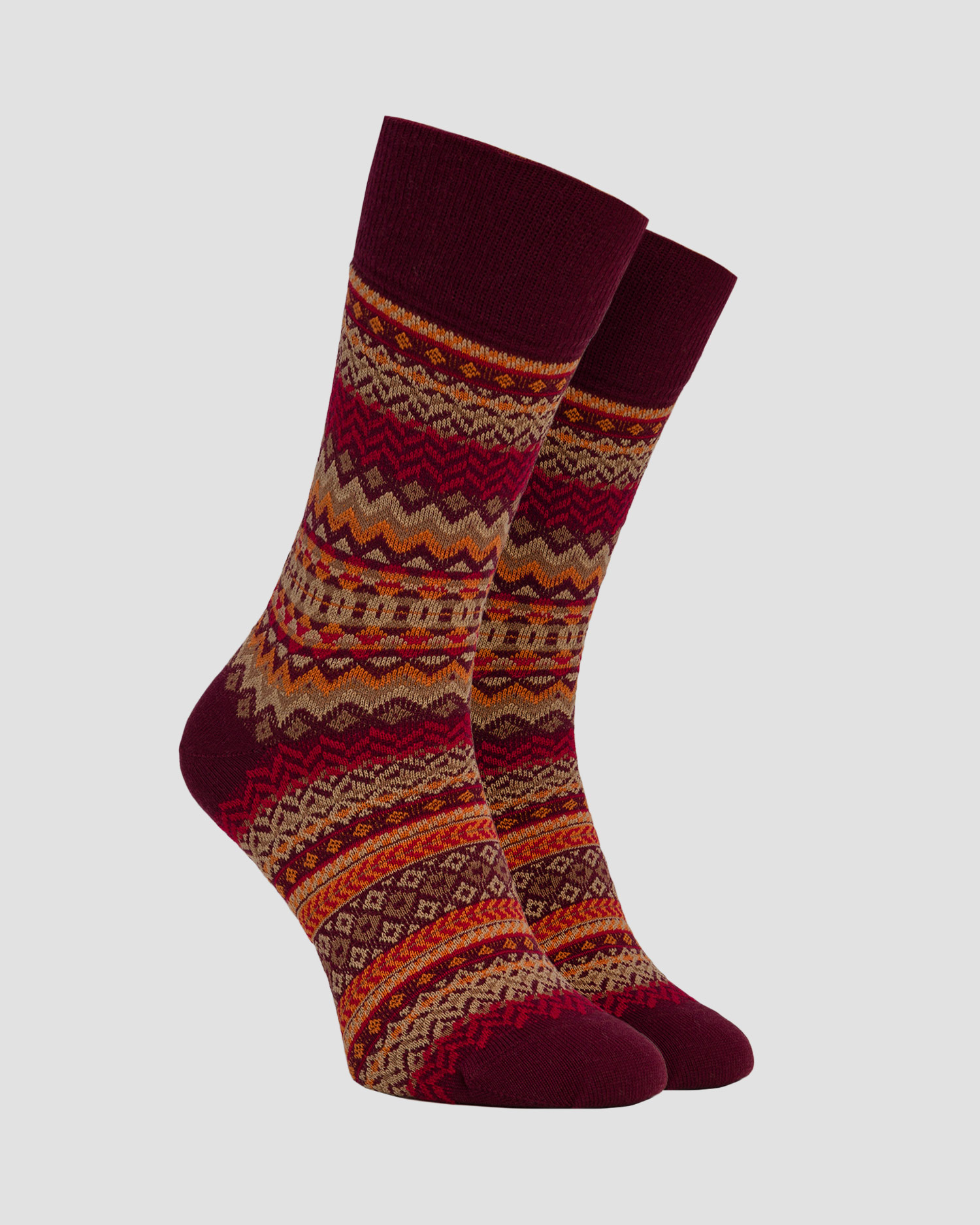 Calzini in lana da uomo Burlington Fair Isle, Colore/Disegno: Czerwony,Multikolor,Print