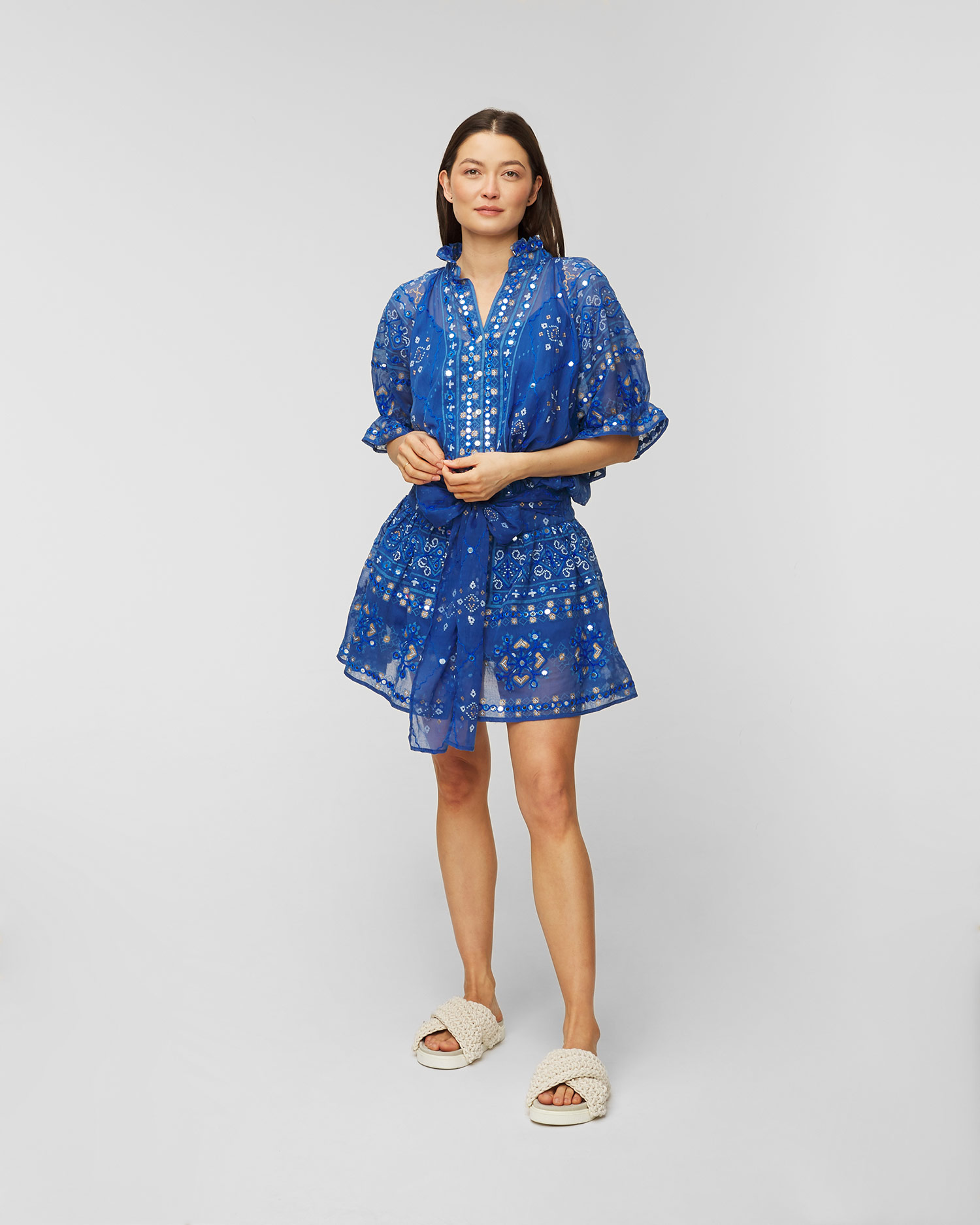 Robe Juliet Dunn Mosaic Blouson Dress