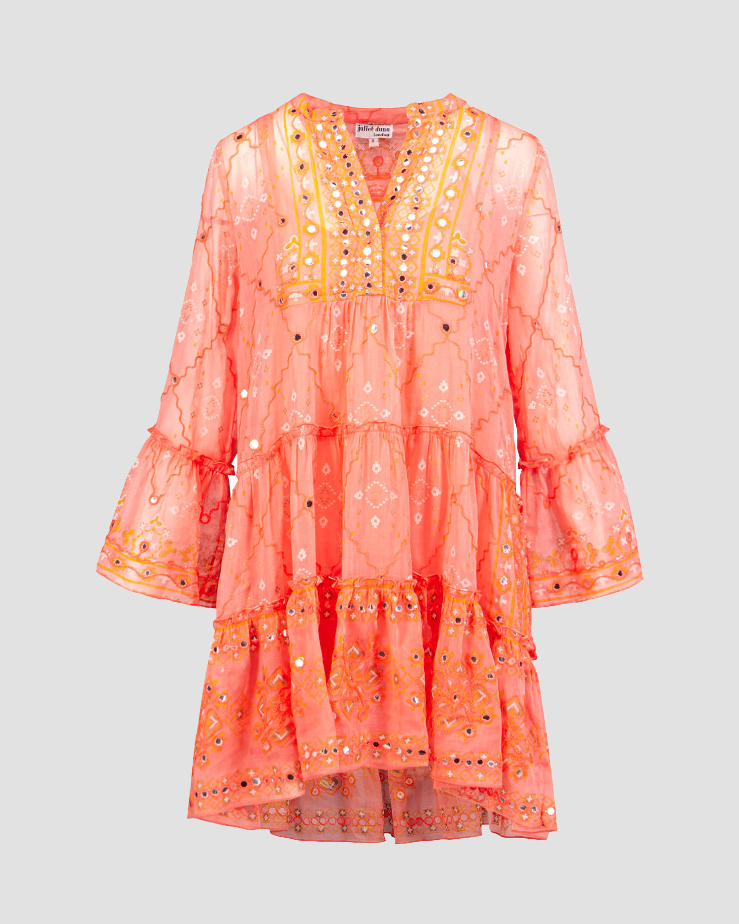 Robe Juliet Dunn Mosaic Flared Sleeve Dress