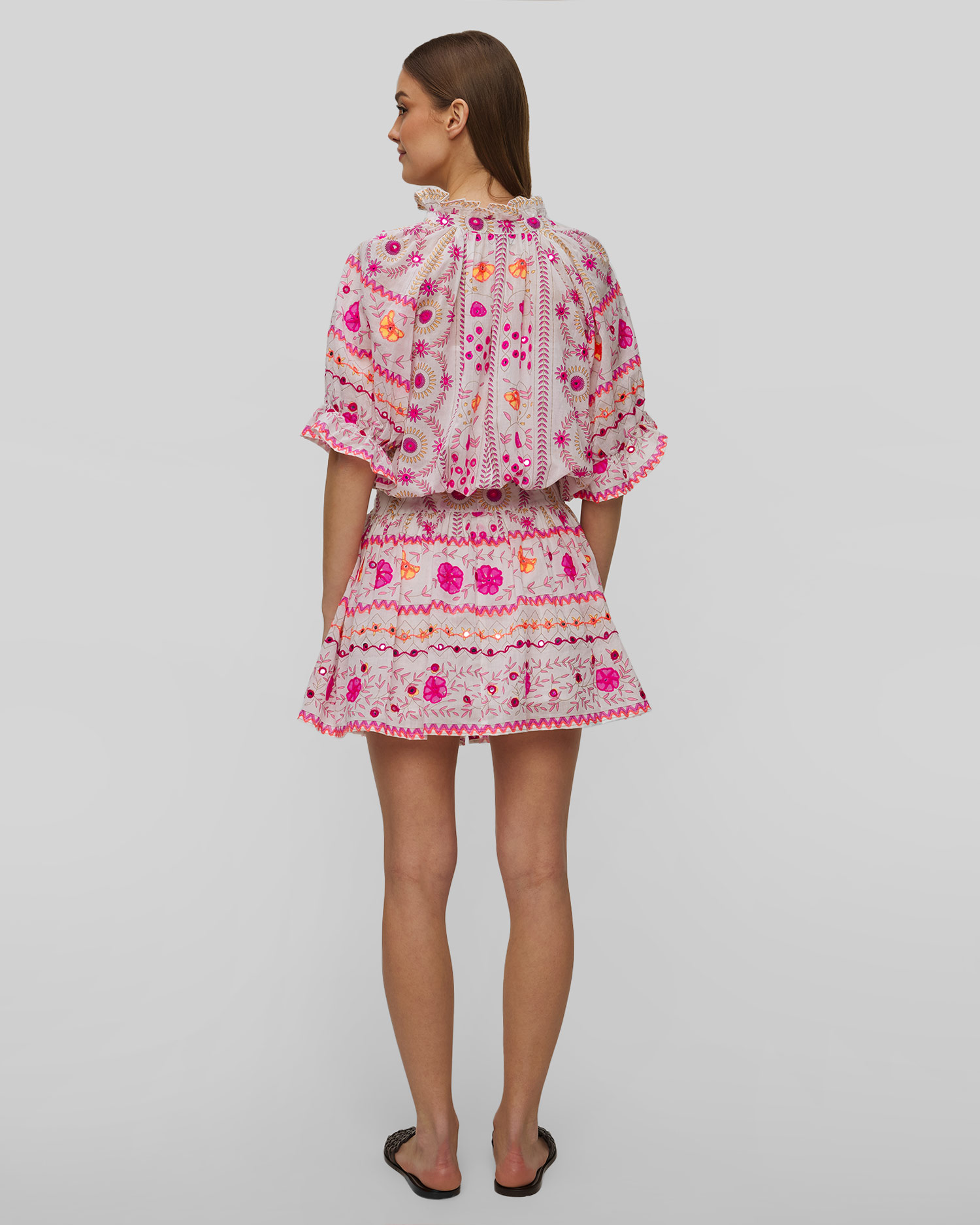Abito estivo ricamato da donna Juliet Dunn Blouson Dress Mexican