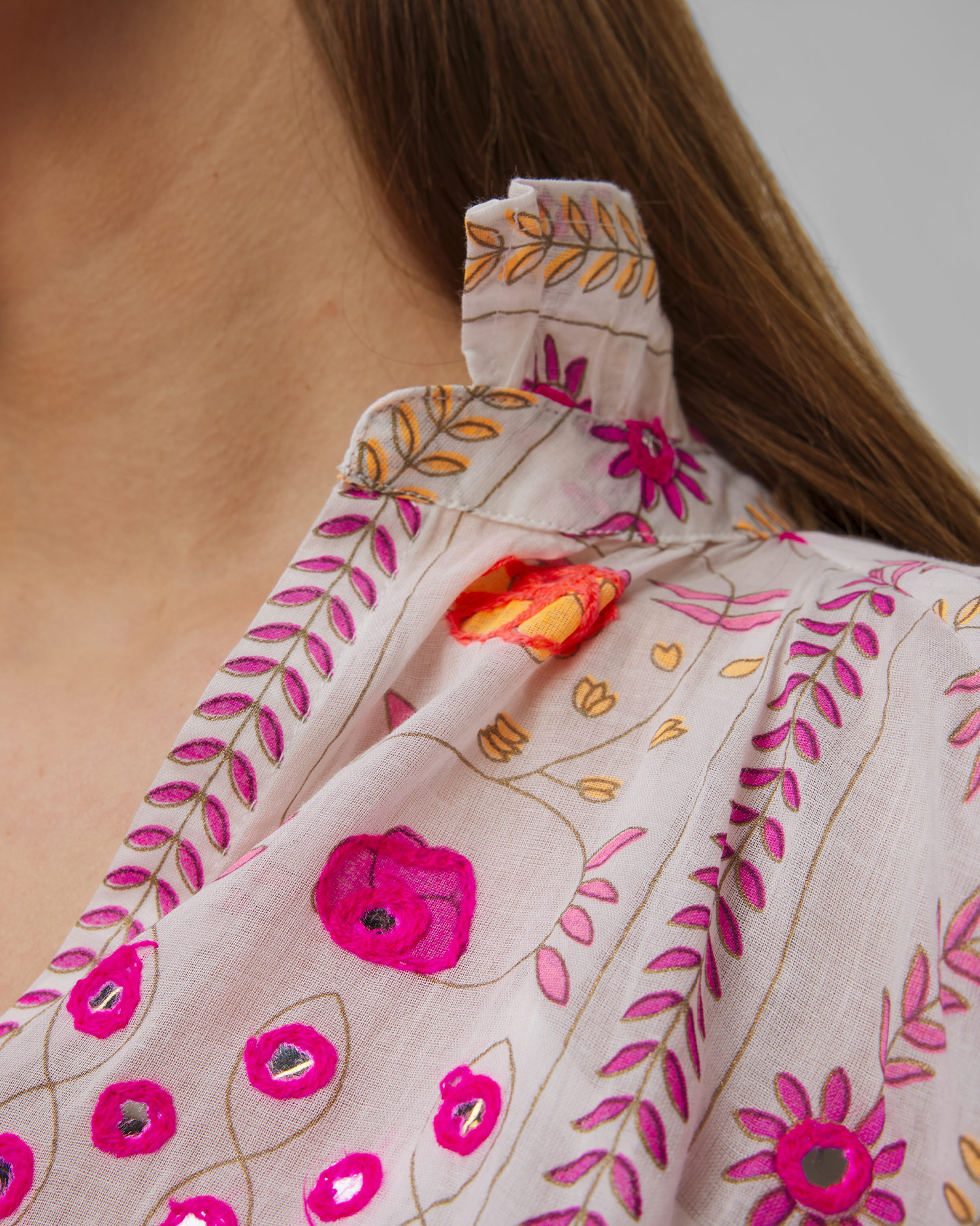 Abito estivo ricamato da donna Juliet Dunn Blouson Dress Mexican