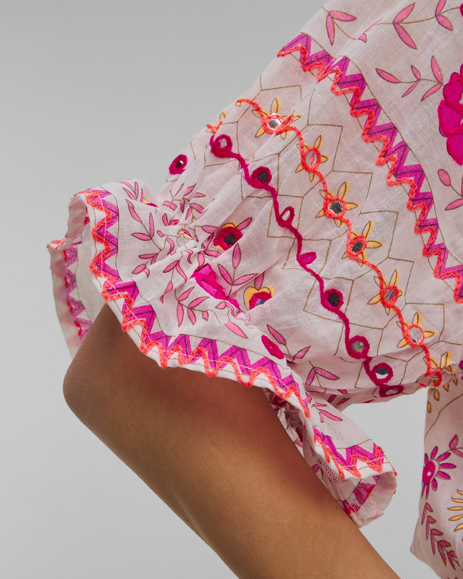 Robe d'été brodée pour femmes Juliet Dunn Blouson Dress Mexican