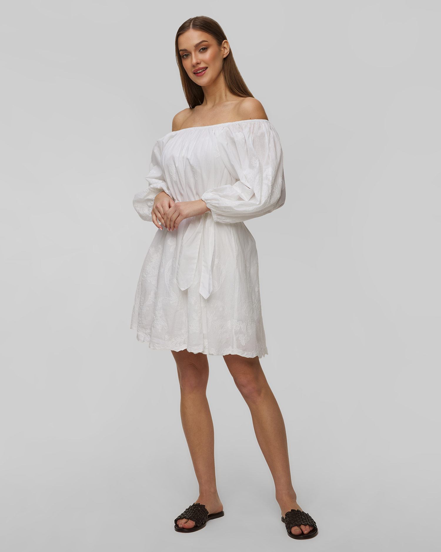 Juliet Dunn Boho Spanisches Sommerkleid für Damen in Weiß