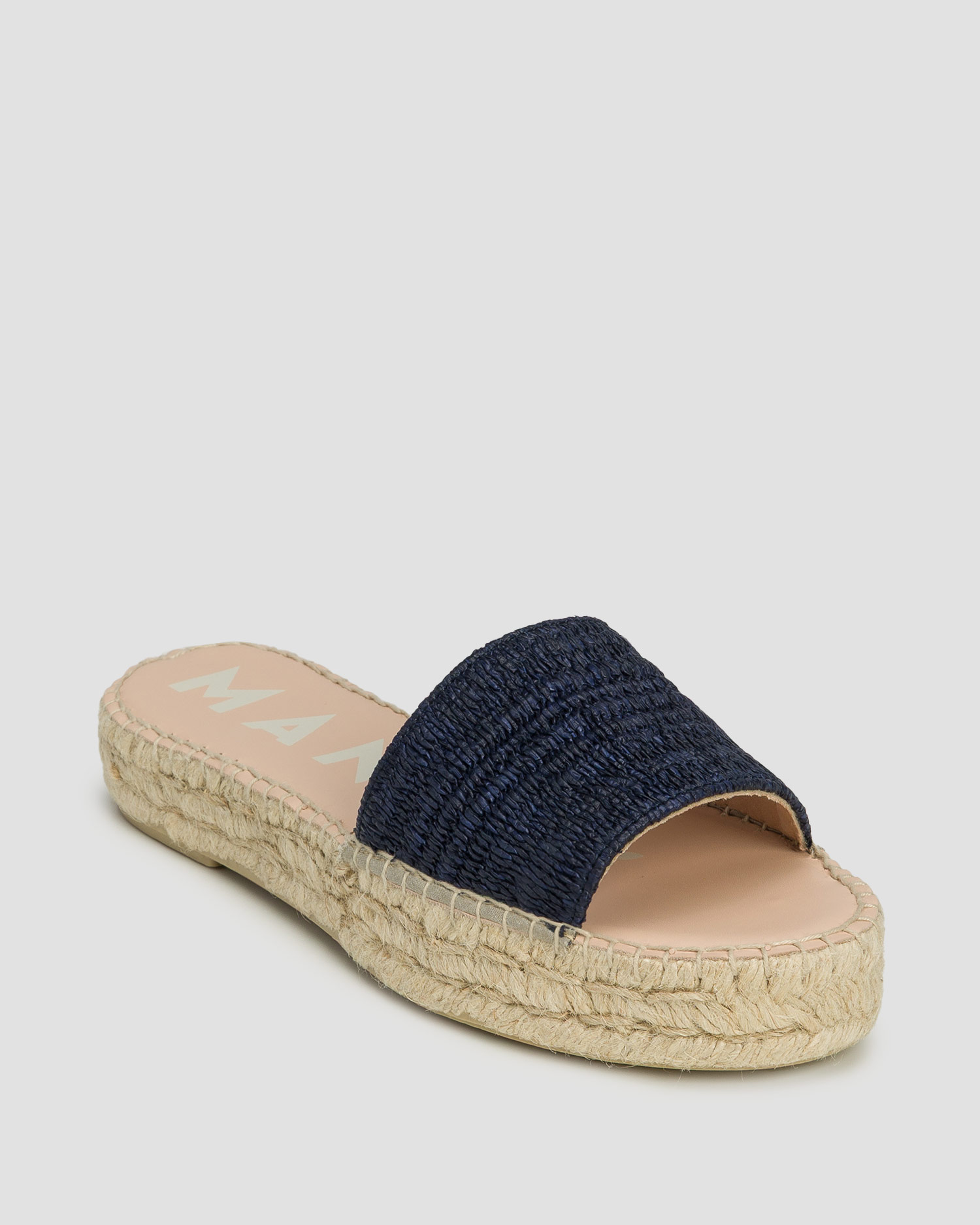 Dámske šľapky Manebi Raffia Stripes Double Sole Slides tmavo modré