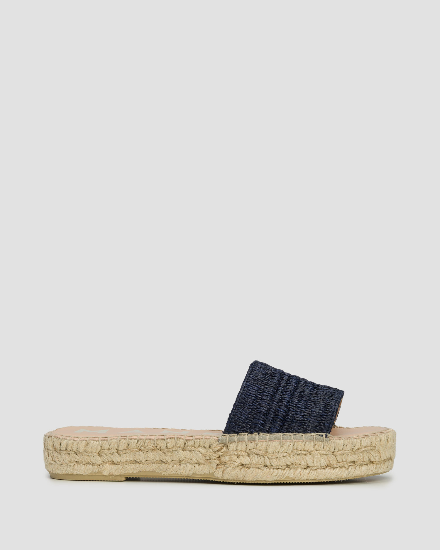 Dámske šľapky Manebi Raffia Stripes Double Sole Slides tmavo modré