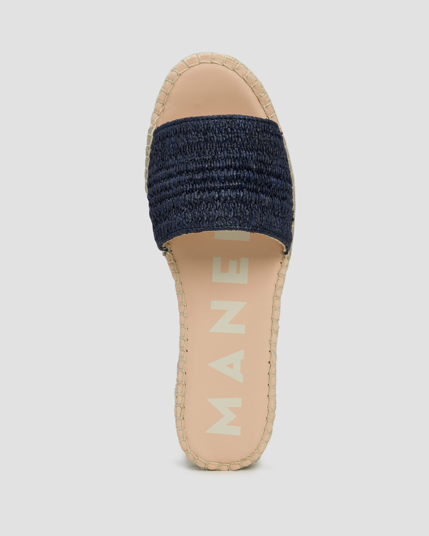 Dámske šľapky Manebi Raffia Stripes Double Sole Slides tmavo modré