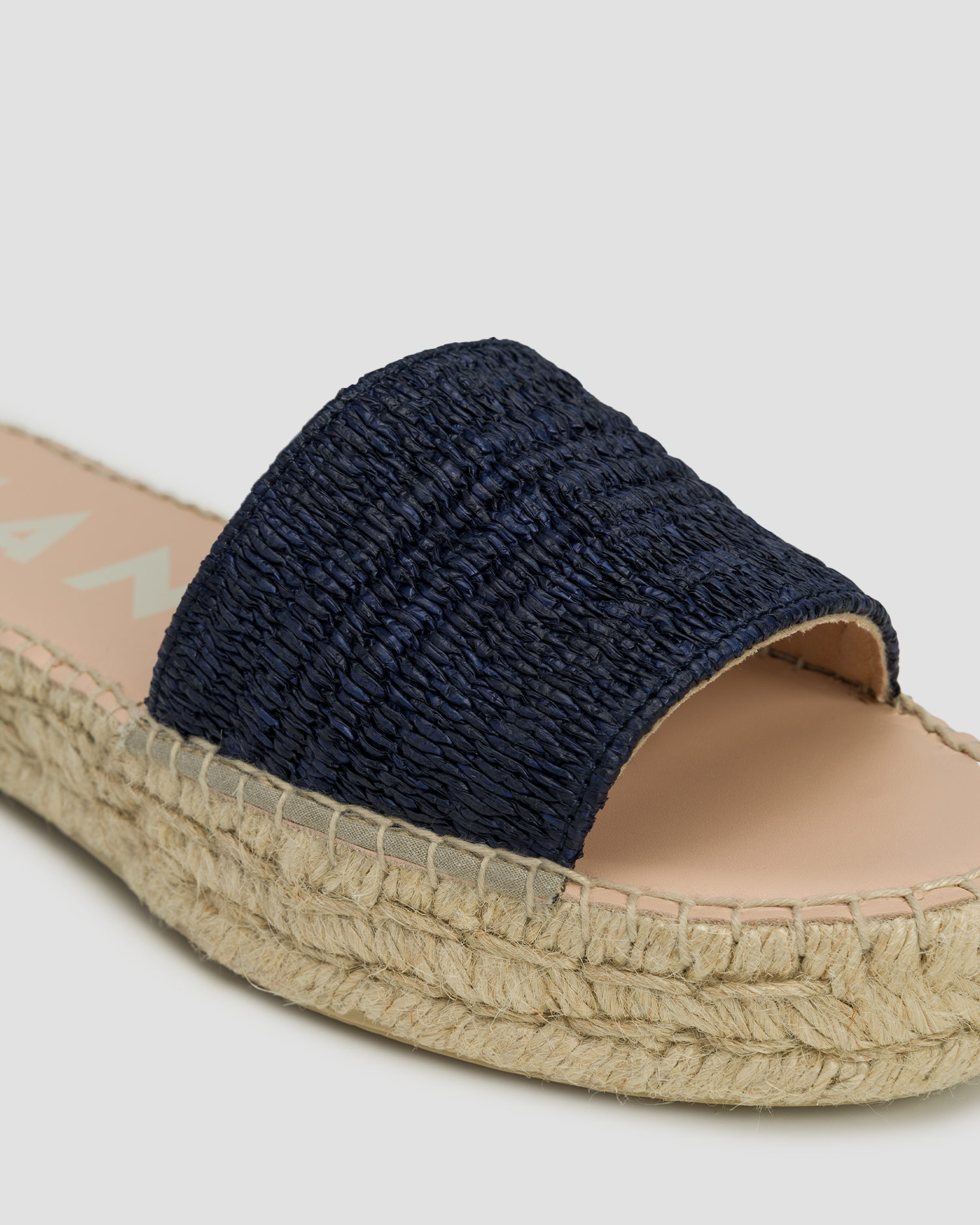 Dámske šľapky Manebi Raffia Stripes Double Sole Slides tmavo modré