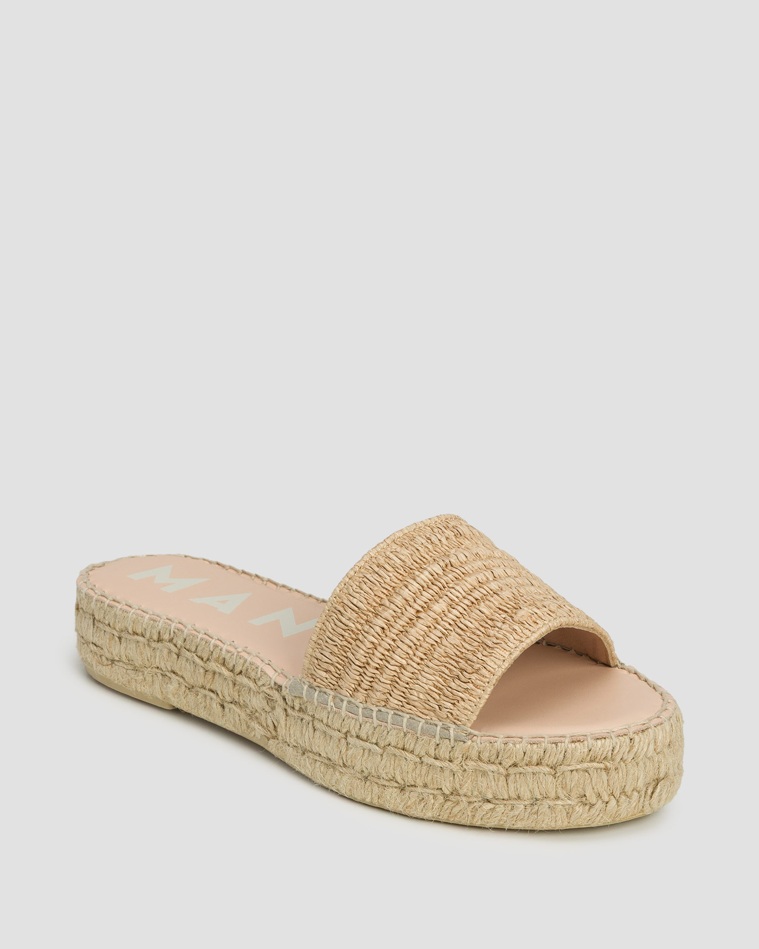 Dámske šľapky Manebi Raffia Stripes Double Sole Slides béžové