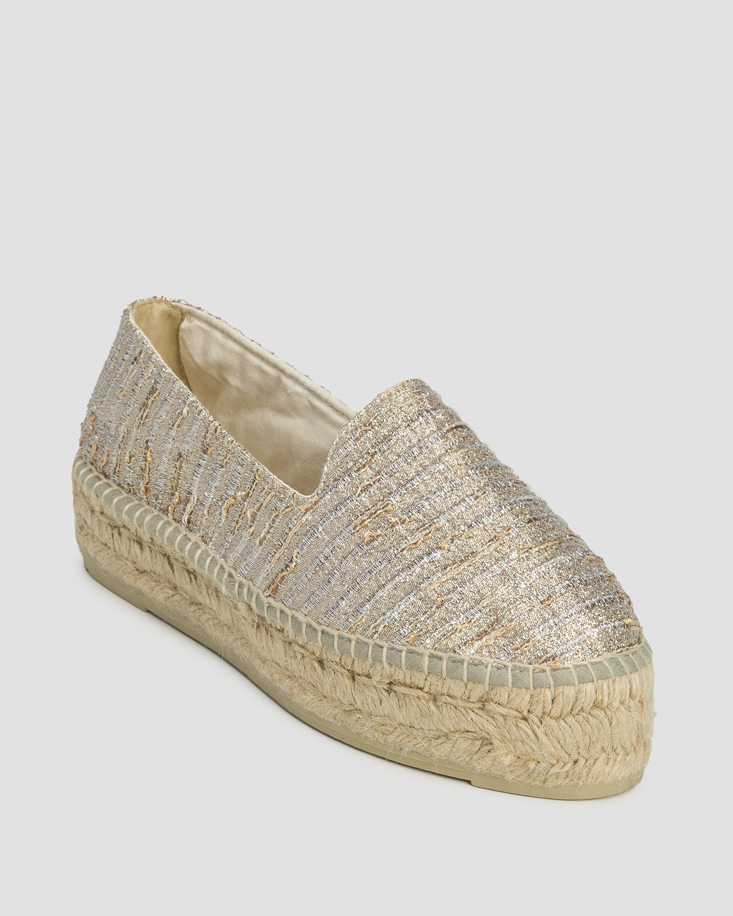 Dámske espadrilky Manebi Double Sole Lurex Cotton Blend Monaco Espadrilles zlaté