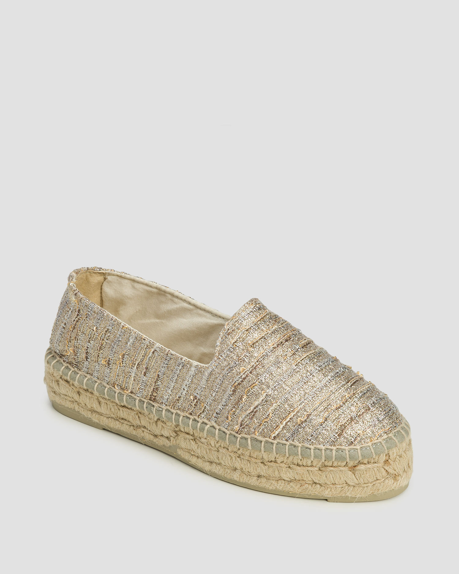 Dámske espadrilky Manebi Double Sole Lurex Cotton Blend Monaco Espadrilles zlaté