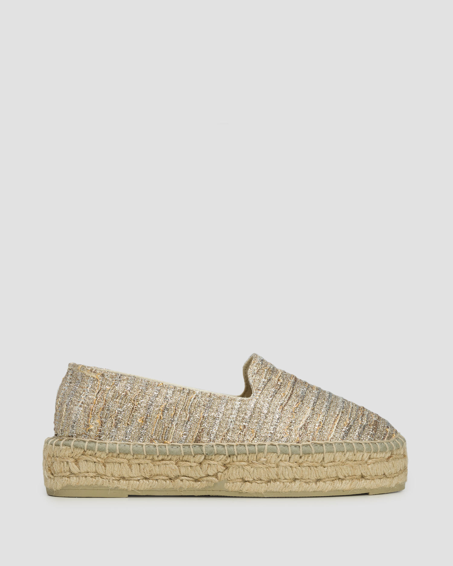 Dámske espadrilky Manebi Double Sole Lurex Cotton Blend Monaco Espadrilles zlaté