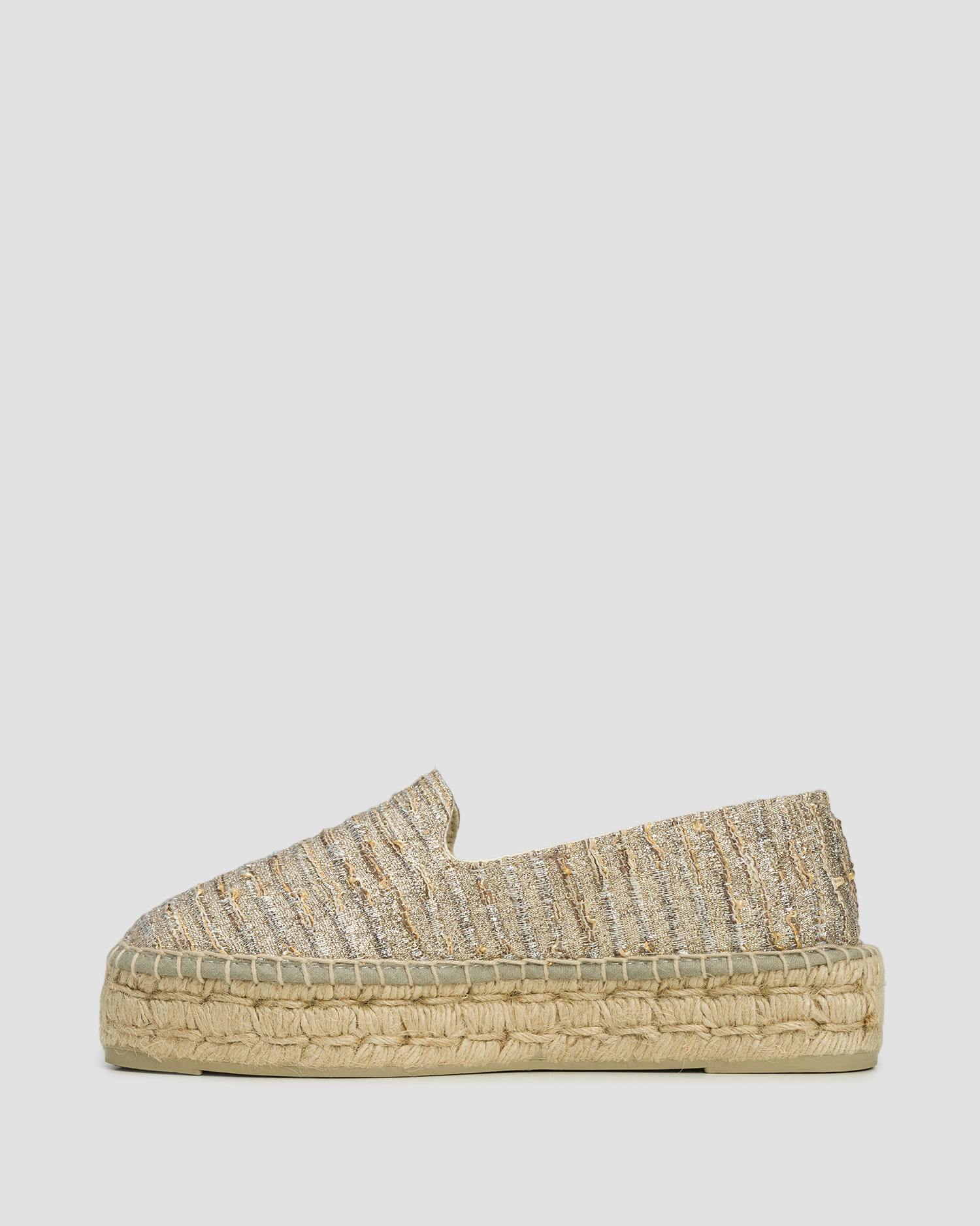 Dámske espadrilky Manebi Double Sole Lurex Cotton Blend Monaco Espadrilles zlaté