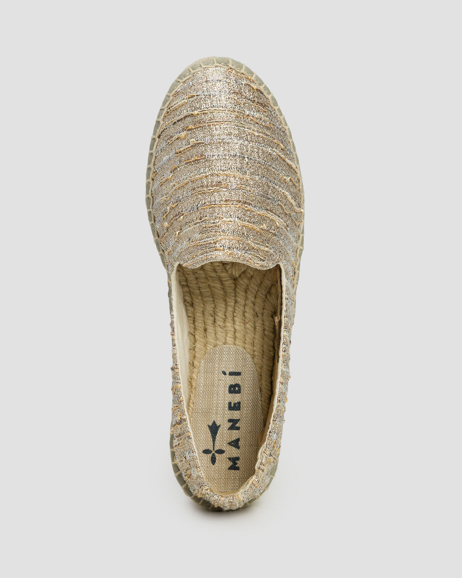 Dámske espadrilky Manebi Double Sole Lurex Cotton Blend Monaco Espadrilles zlaté