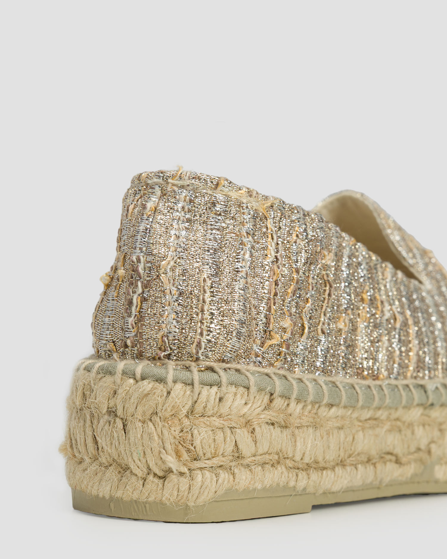 Dámske espadrilky Manebi Double Sole Lurex Cotton Blend Monaco Espadrilles zlaté