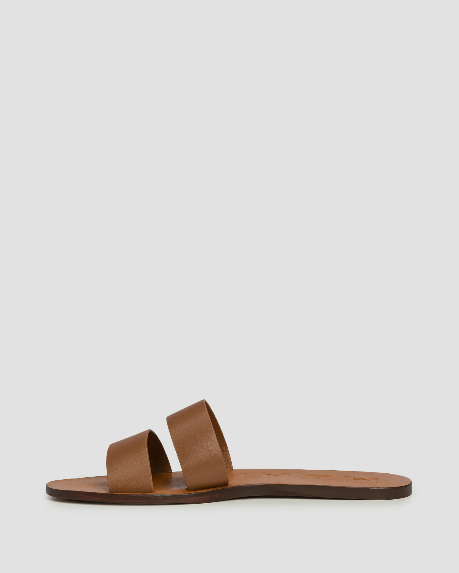 Dámske šľapky Manebi Leather Two Bands Sandals Canyon hnedé