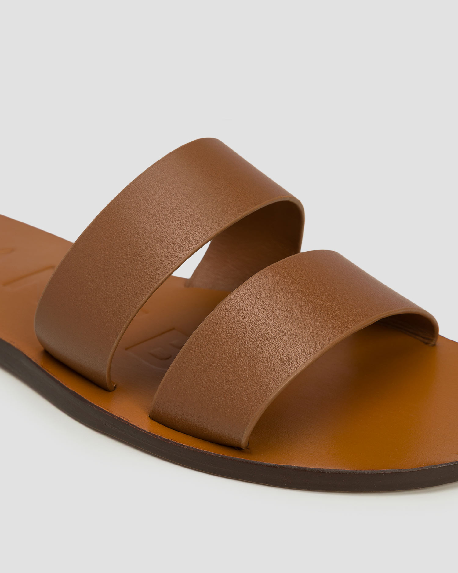 Dámske šľapky Manebi Leather Two Bands Sandals Canyon hnedé