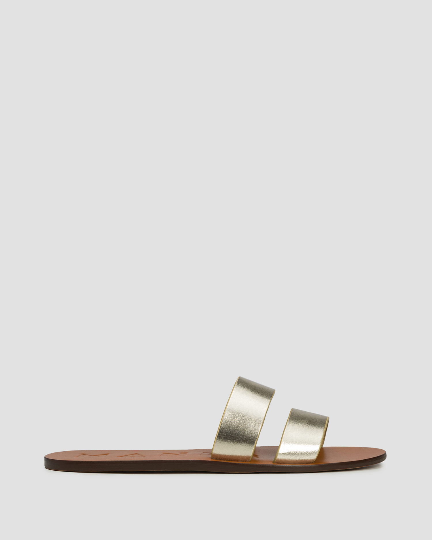 Dámske šľapky Manebi Leather Two Bands Sandals Canyon strieborné