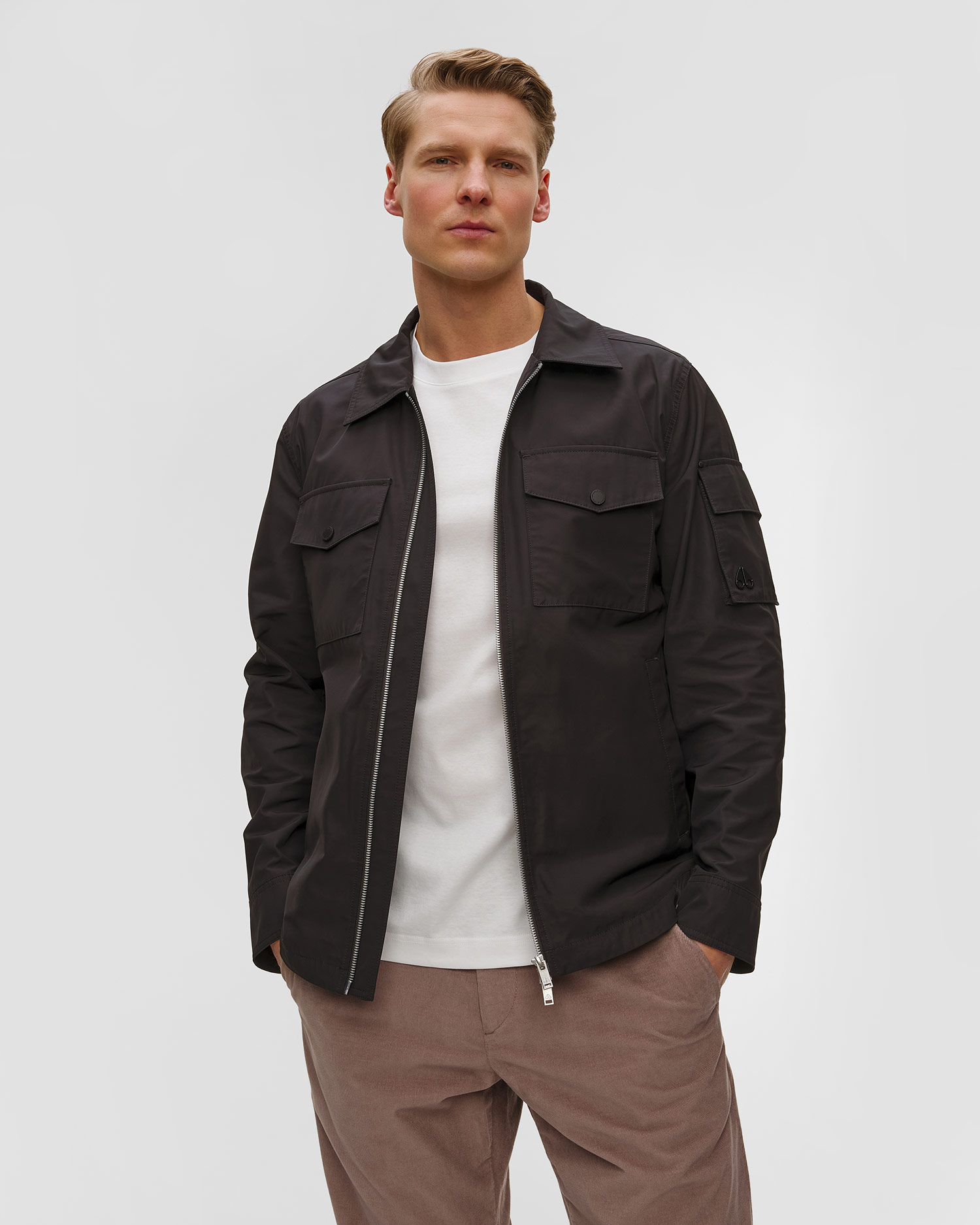 Men' black Moose Knuckles Charlesbourg Shirt Jacket