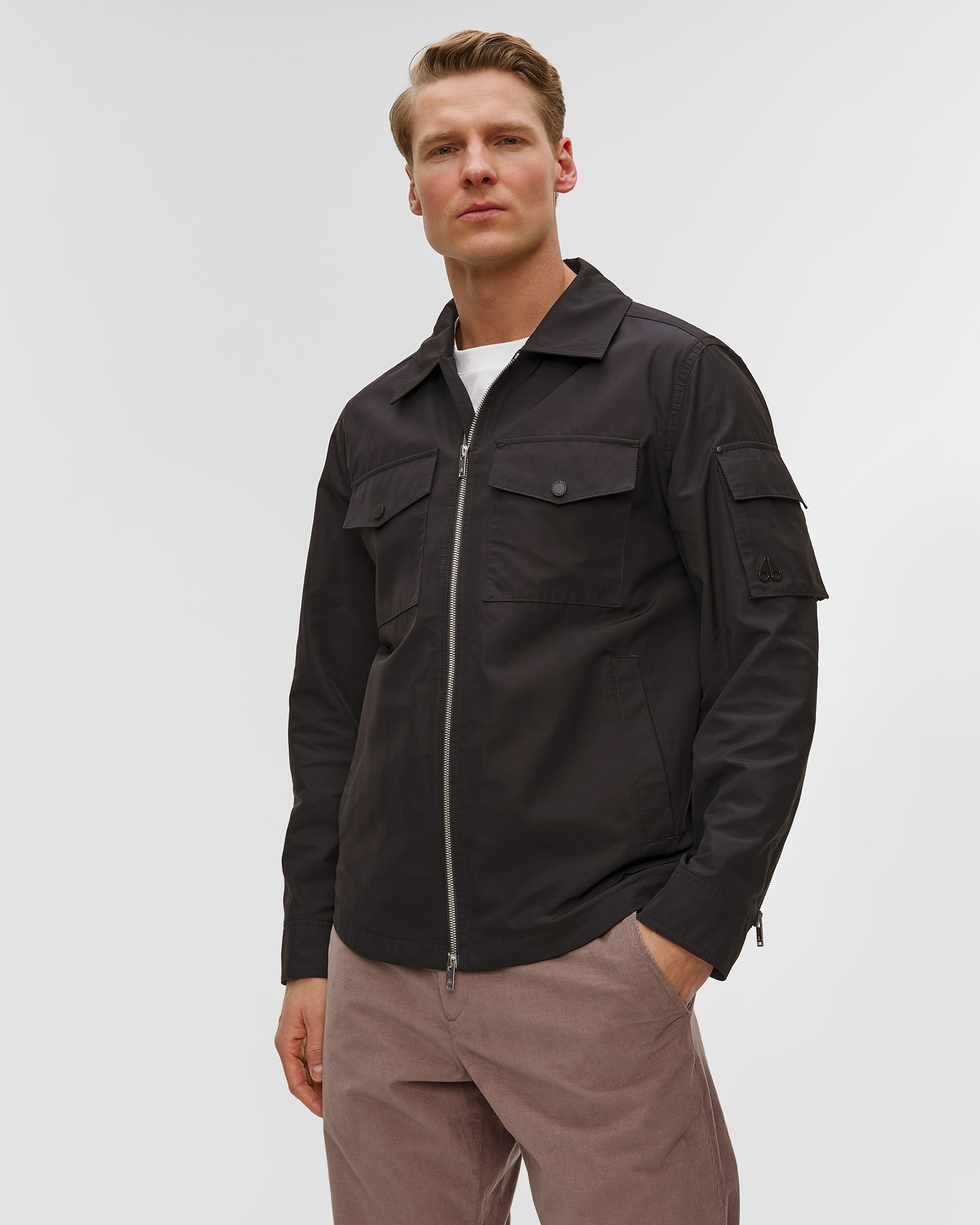 Men' black Moose Knuckles Charlesbourg Shirt Jacket