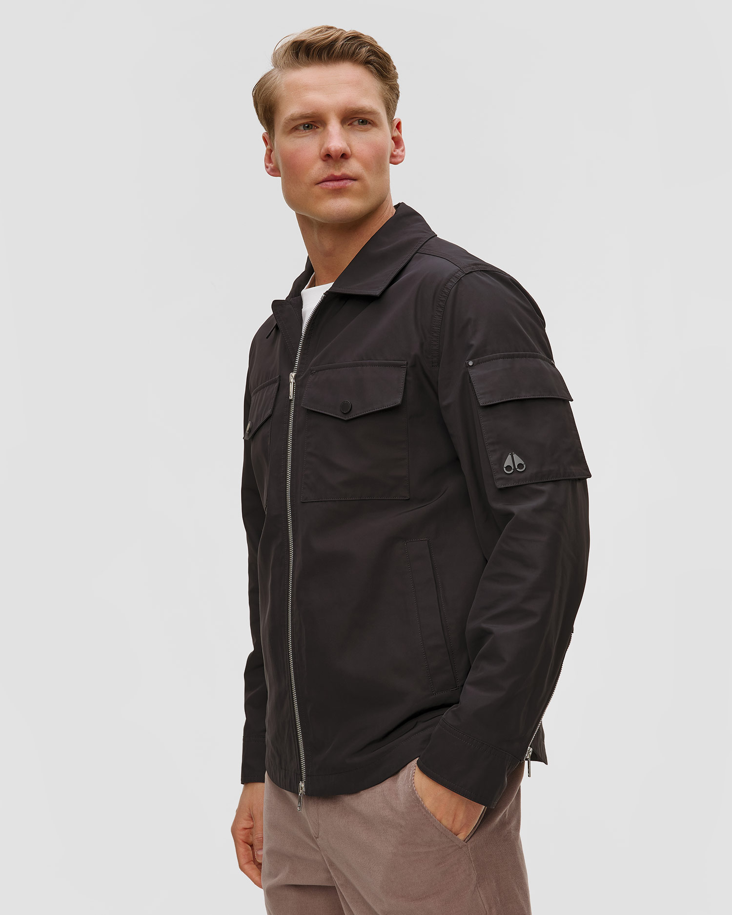 Men' black Moose Knuckles Charlesbourg Shirt Jacket