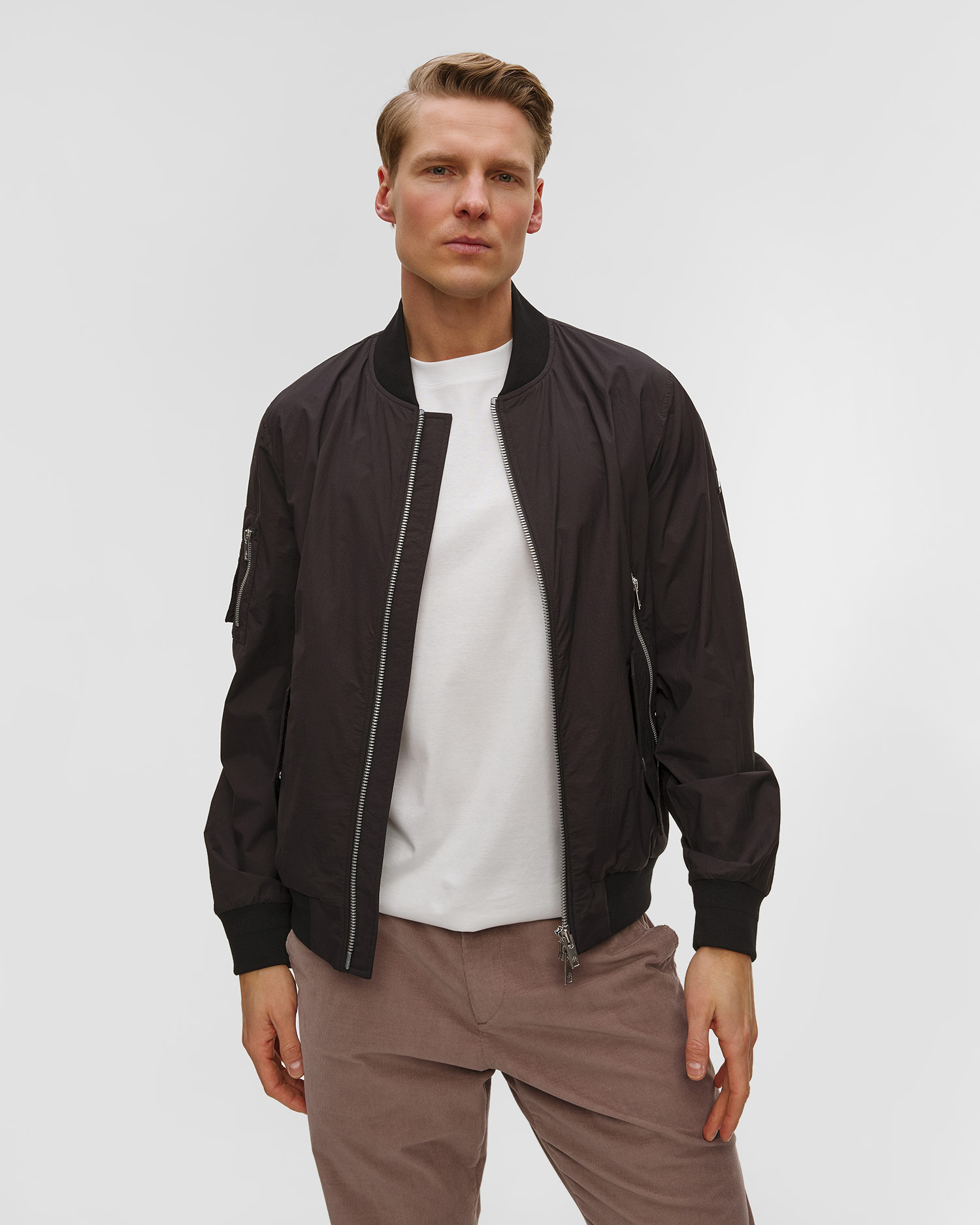 Men's black Moose Knuckles Courville Bomber Crinkle