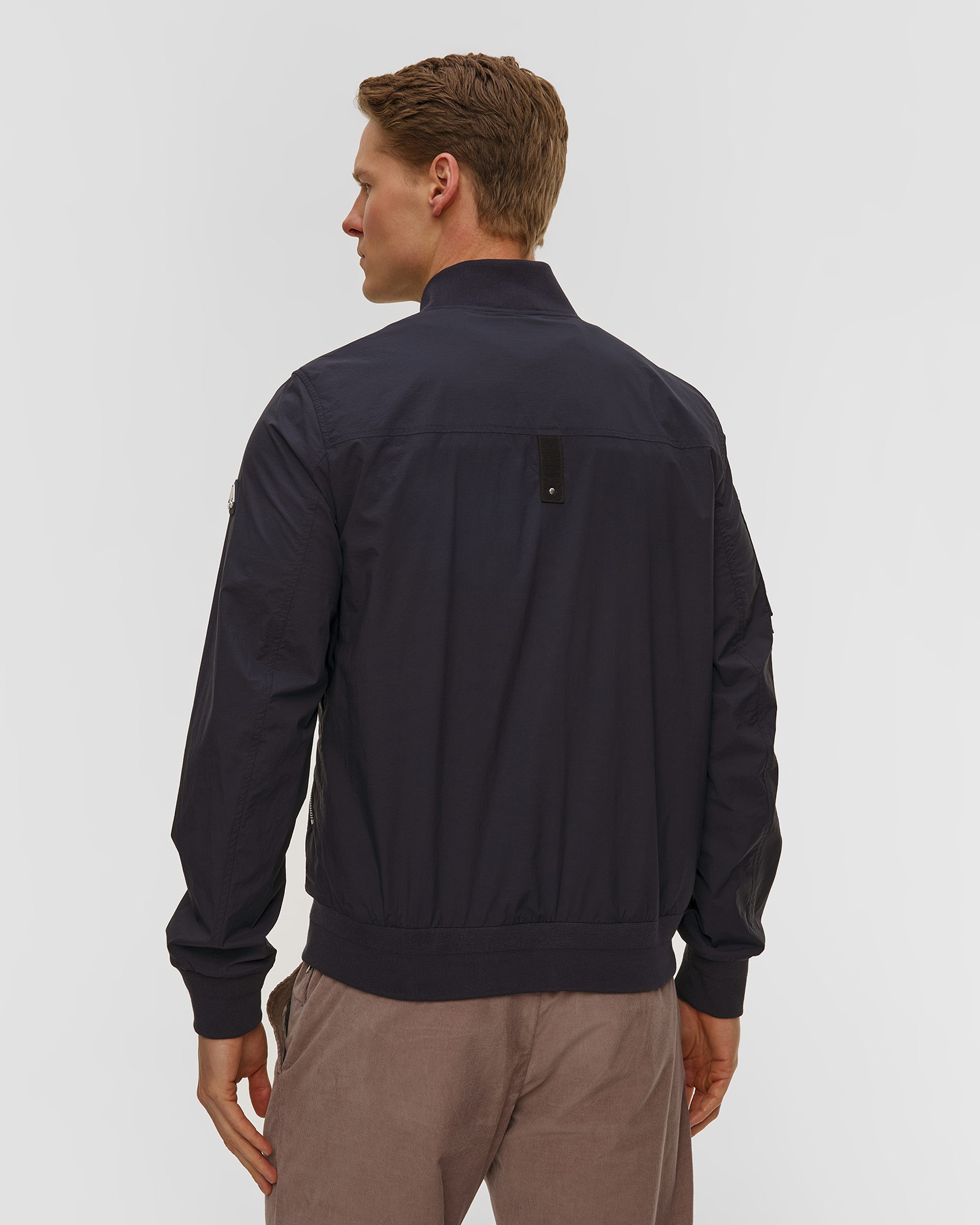 Men's navy blue Moose Knuckles Courville Bomber Crinkle