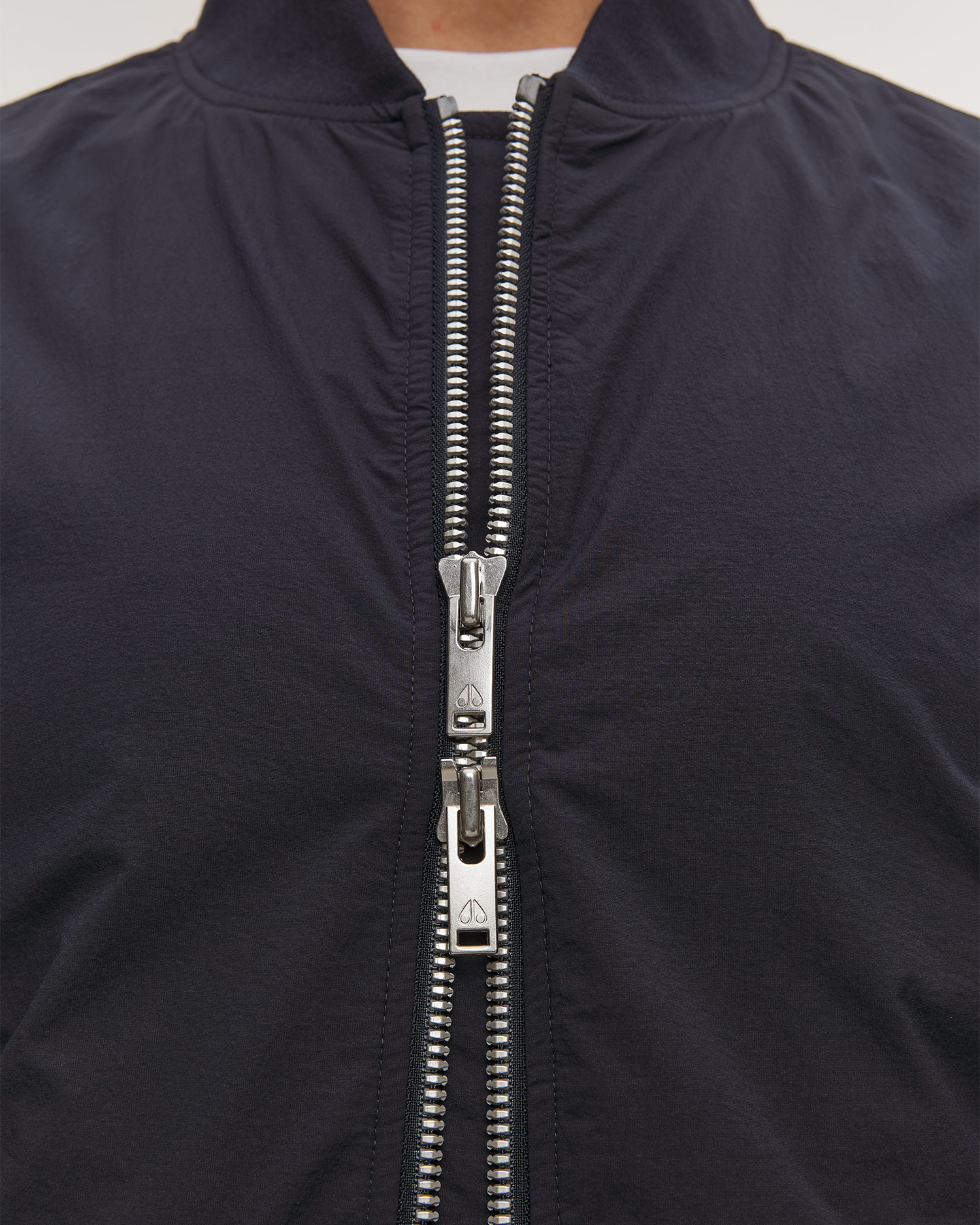 Men's navy blue Moose Knuckles Courville Bomber Crinkle