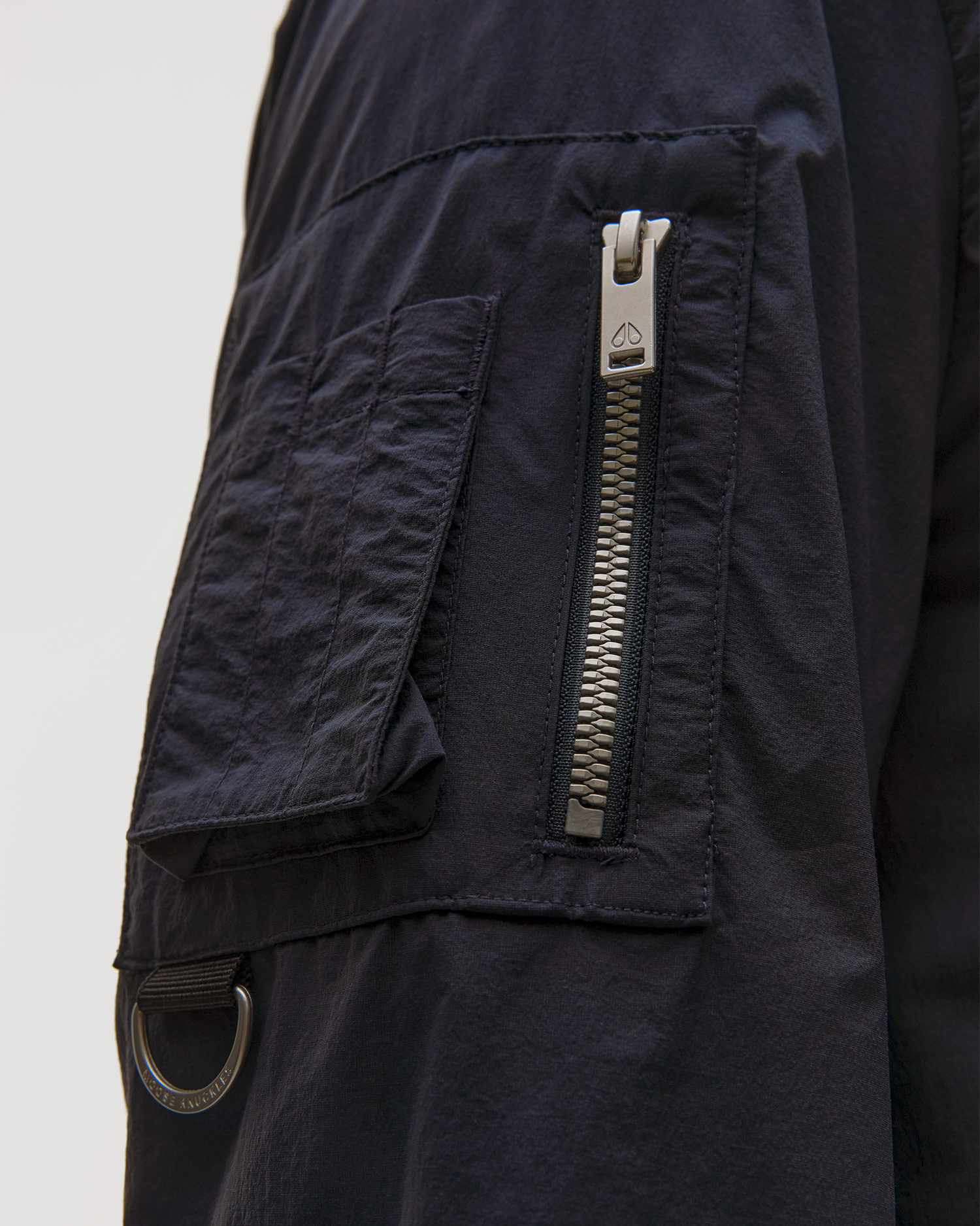 Men's navy blue Moose Knuckles Courville Bomber Crinkle