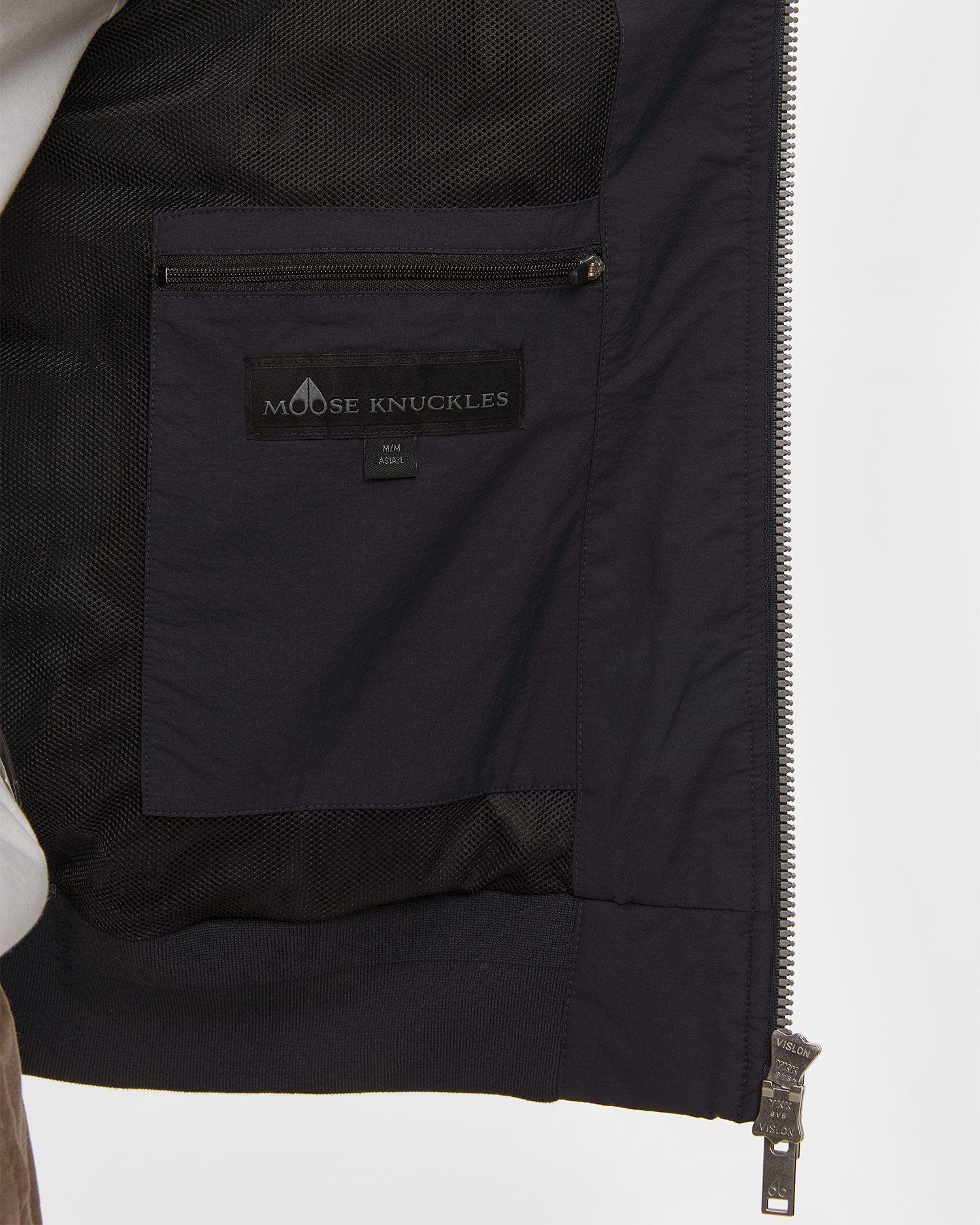 Men's navy blue Moose Knuckles Courville Bomber Crinkle