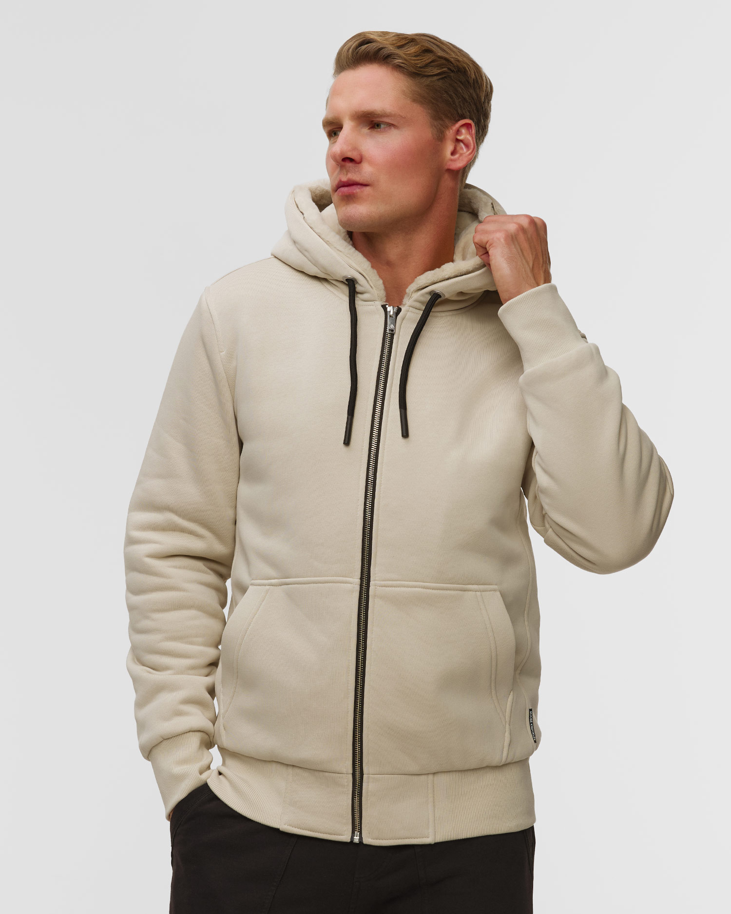 Sweat-shirt à capuche beige pour hommes Moose Knuckles Classic Bunny, Couleur: Beżowy