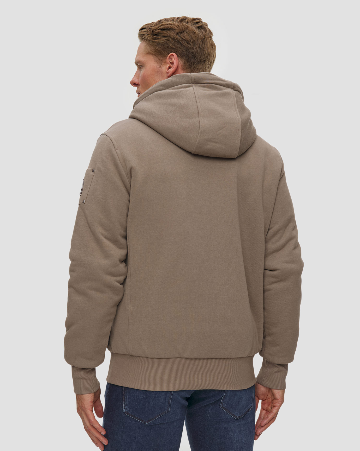 Pánská bunda s kapucou Moose Knuckles Classic Bunny v béžovém barevném odstínu