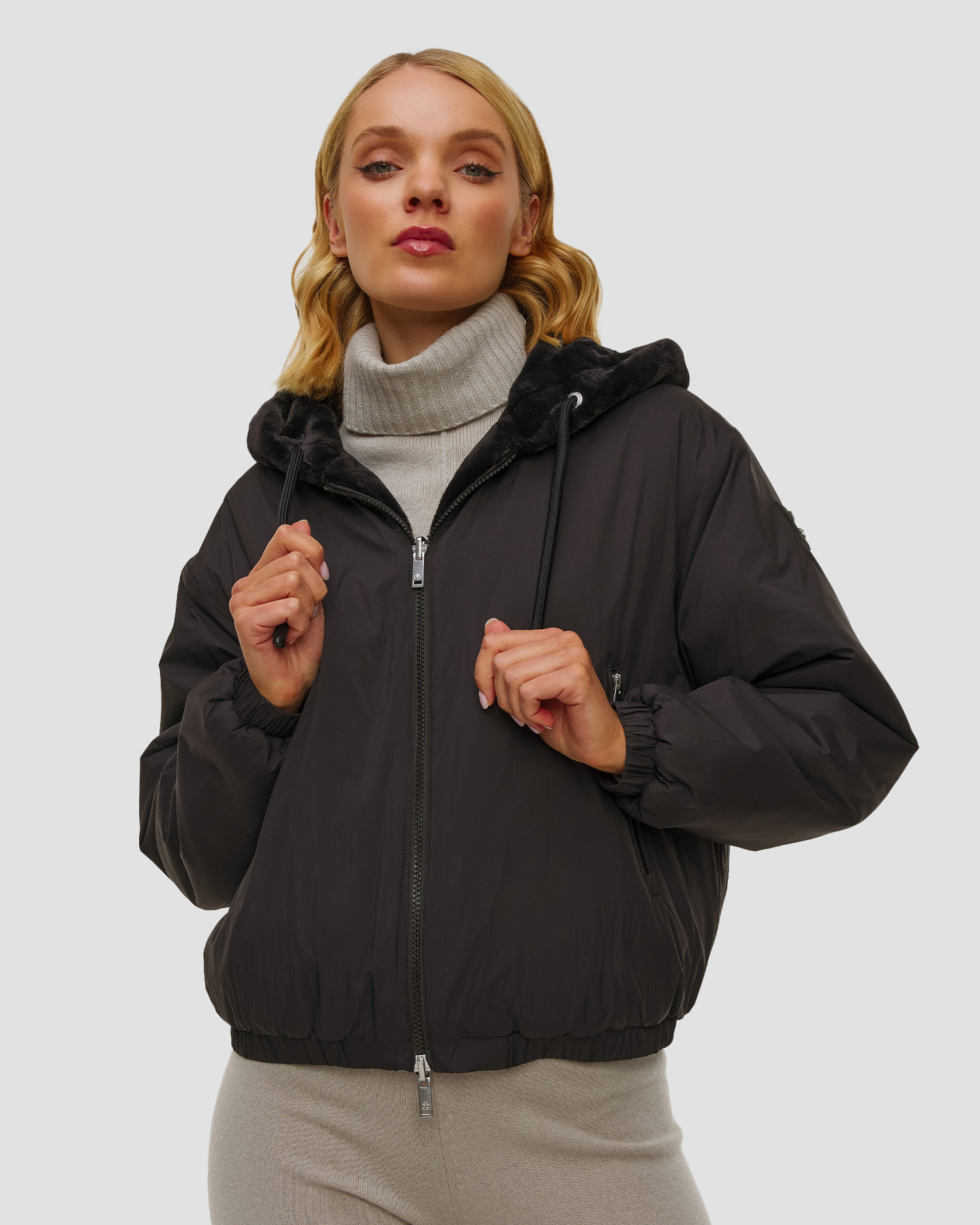 Women's black reversible jacket Moose Knuckles Eaton bunny 2