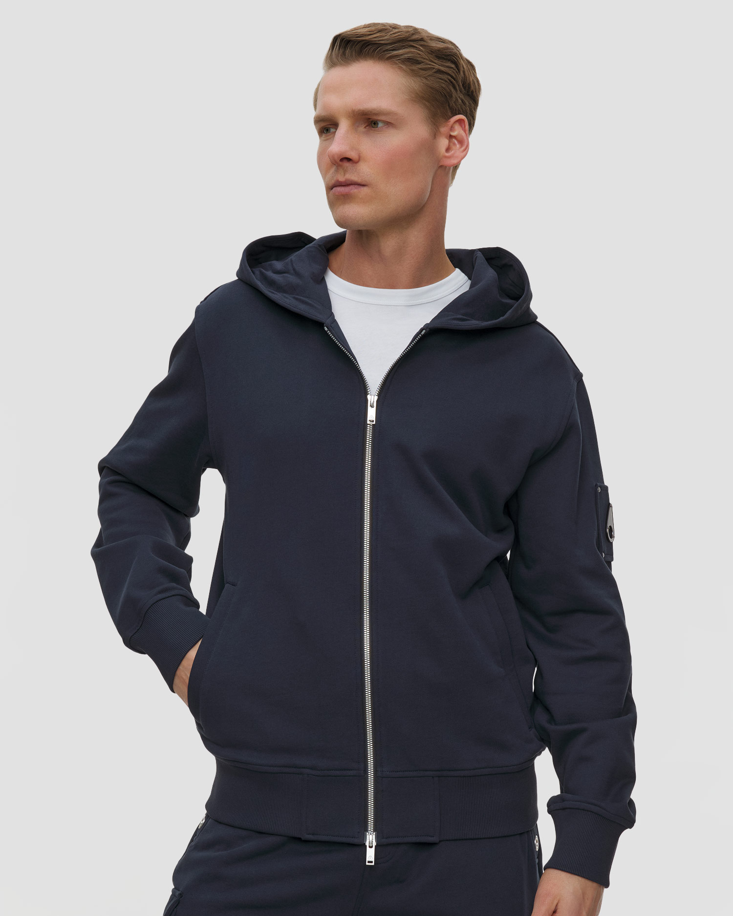Pánská mikina s kapucí Moose Knuckles Hartsfield Zip-Up, Barva/Vzor: Granatowy