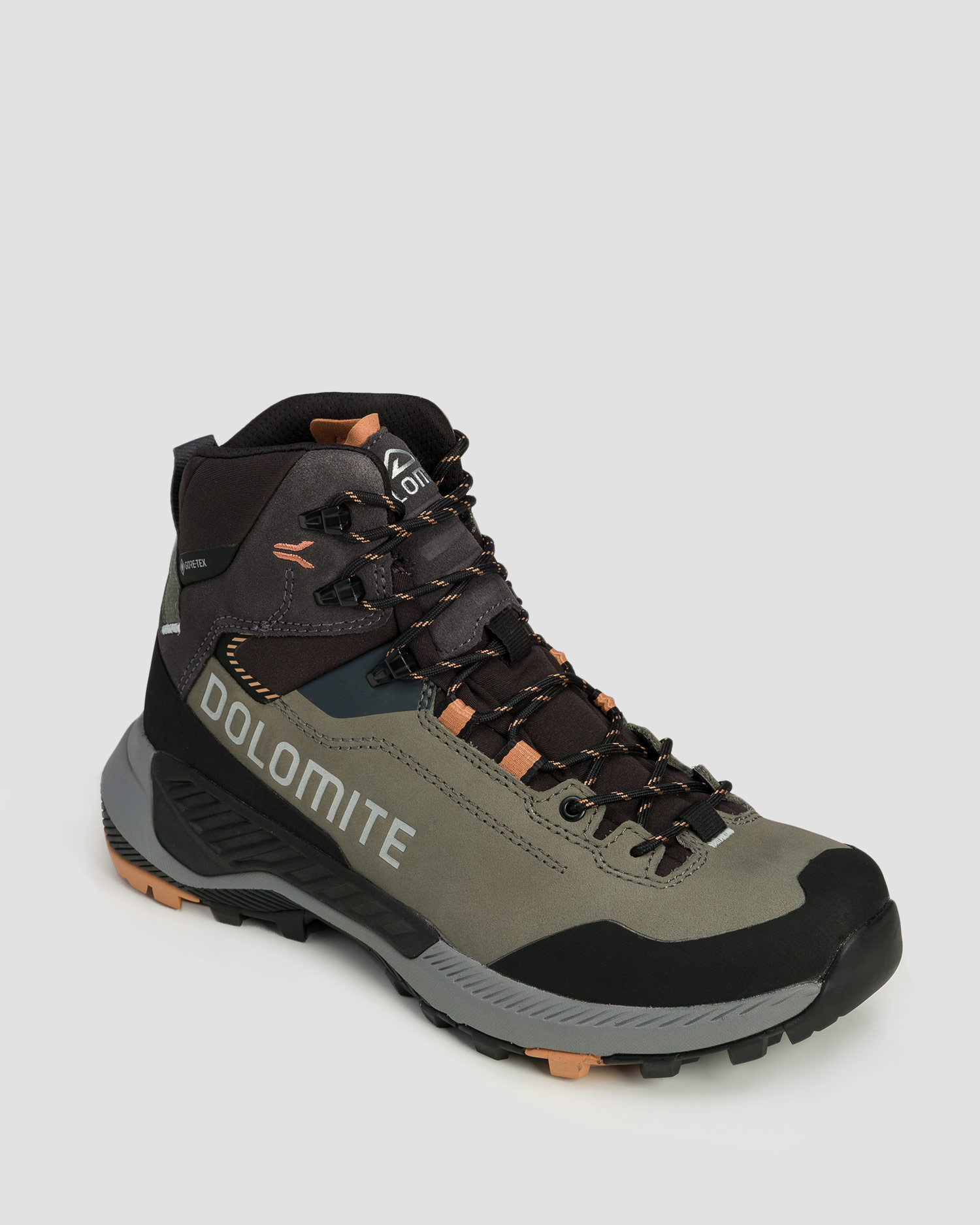 Chaussures de trekking en cuir vertes et grises pour femmes Dolomite Vernale Leather High GTX